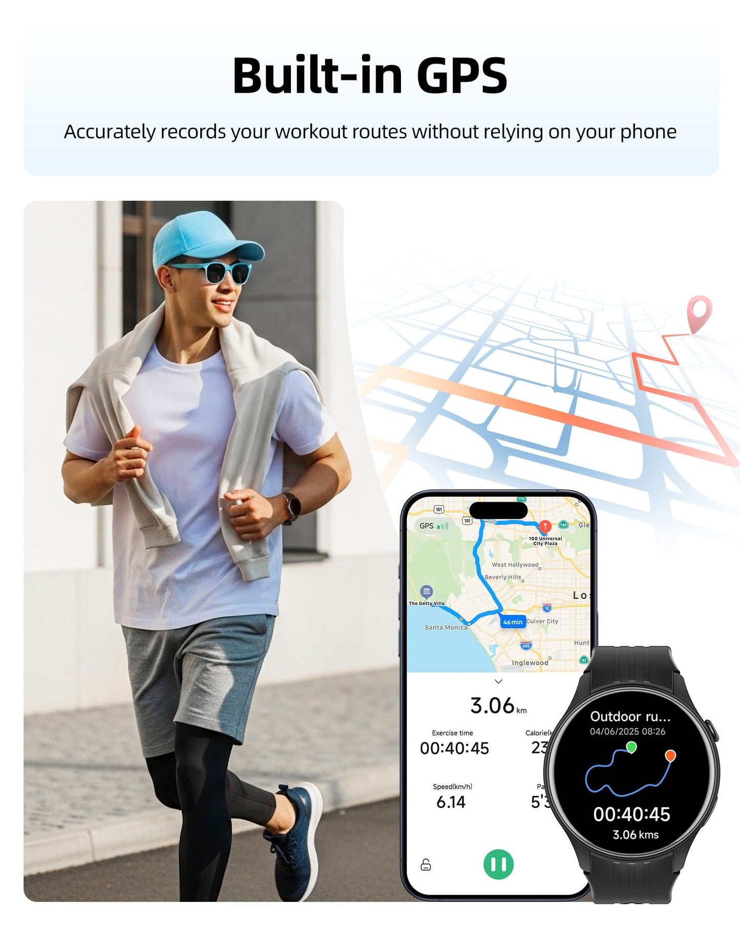 Parsonver Smart Watch for Men Women, Built-in GPS, Fitness Watch with Answer/Make Calls, 100+ Sport Modes, Heart Rate, Sleep Monitor, Pedometer, IP68 Waterproof, Smartwatch for Android & iPhone, Black