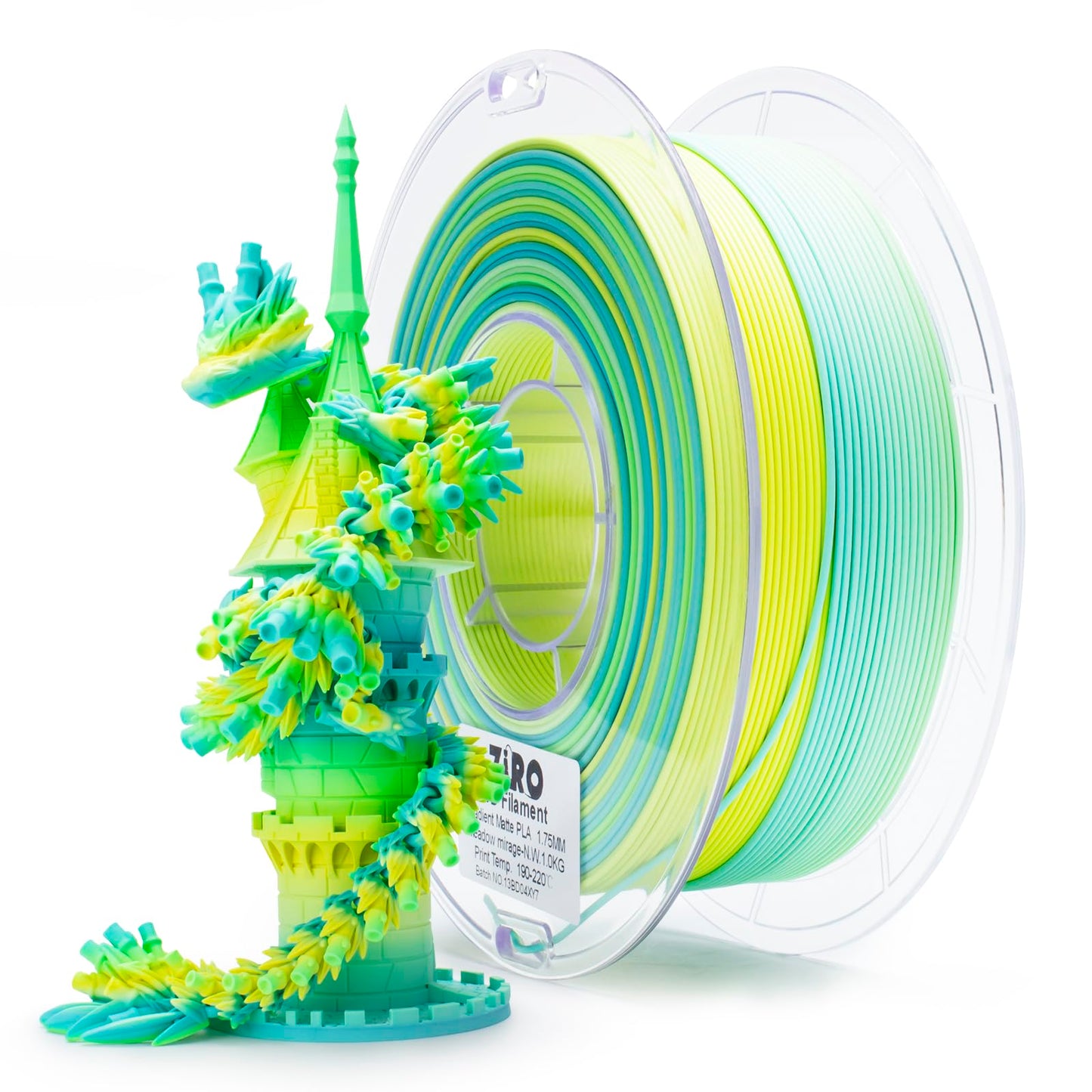 ZIRO 3D Printer Filament, Fast Color Change Filament 1.75mm, Color Gradient Material, Rainbow PLA Filaments, Dimensional Accurac