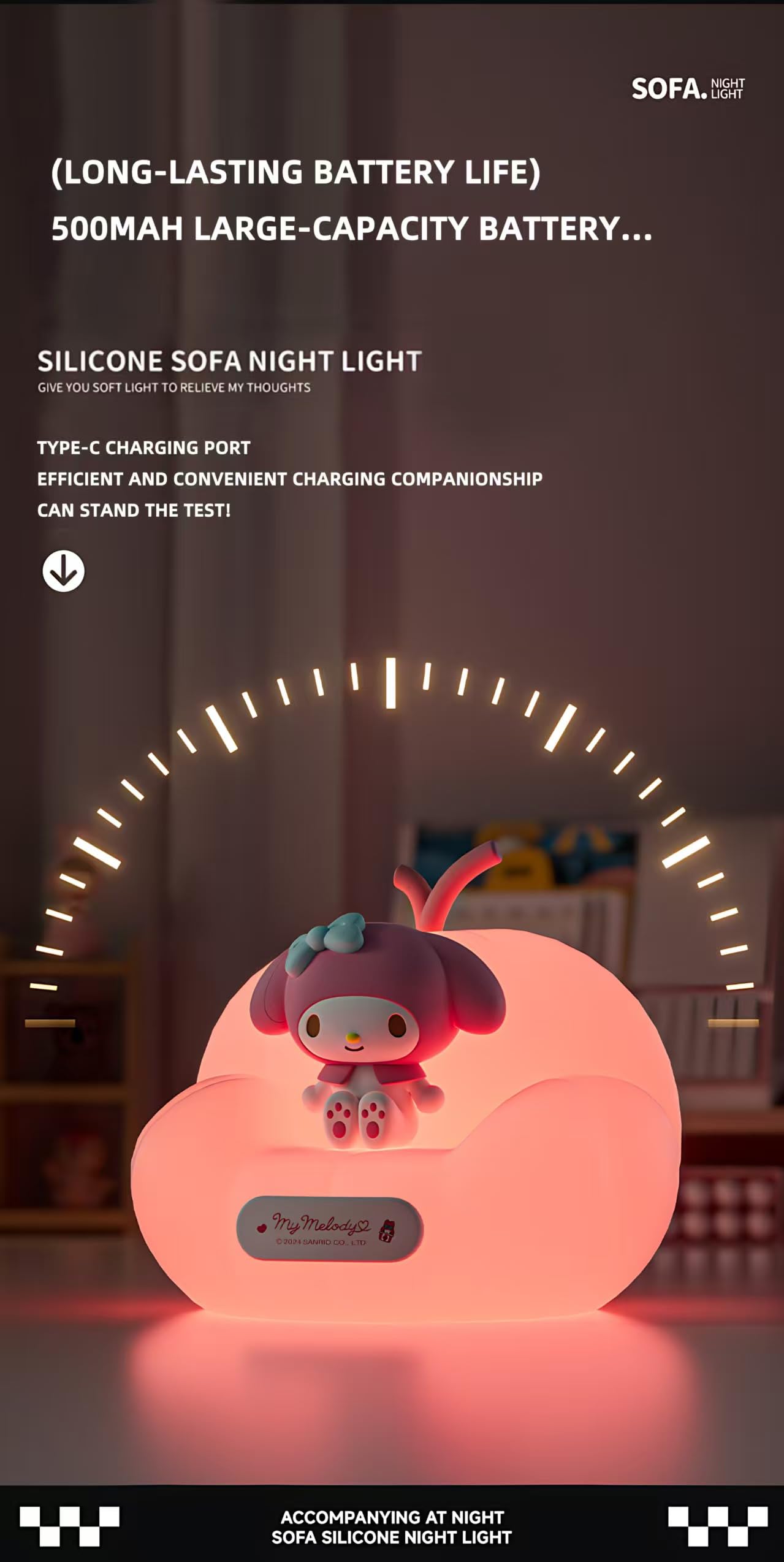 Leuaxmy Cute Kuromi Night Light Cartoon Dimmable Sili Cone Children S Night Light Long Battery Life Rechargeable Kuromi Light Toddler Night Light Gift For Boys And Girls (Purple Kuruo)