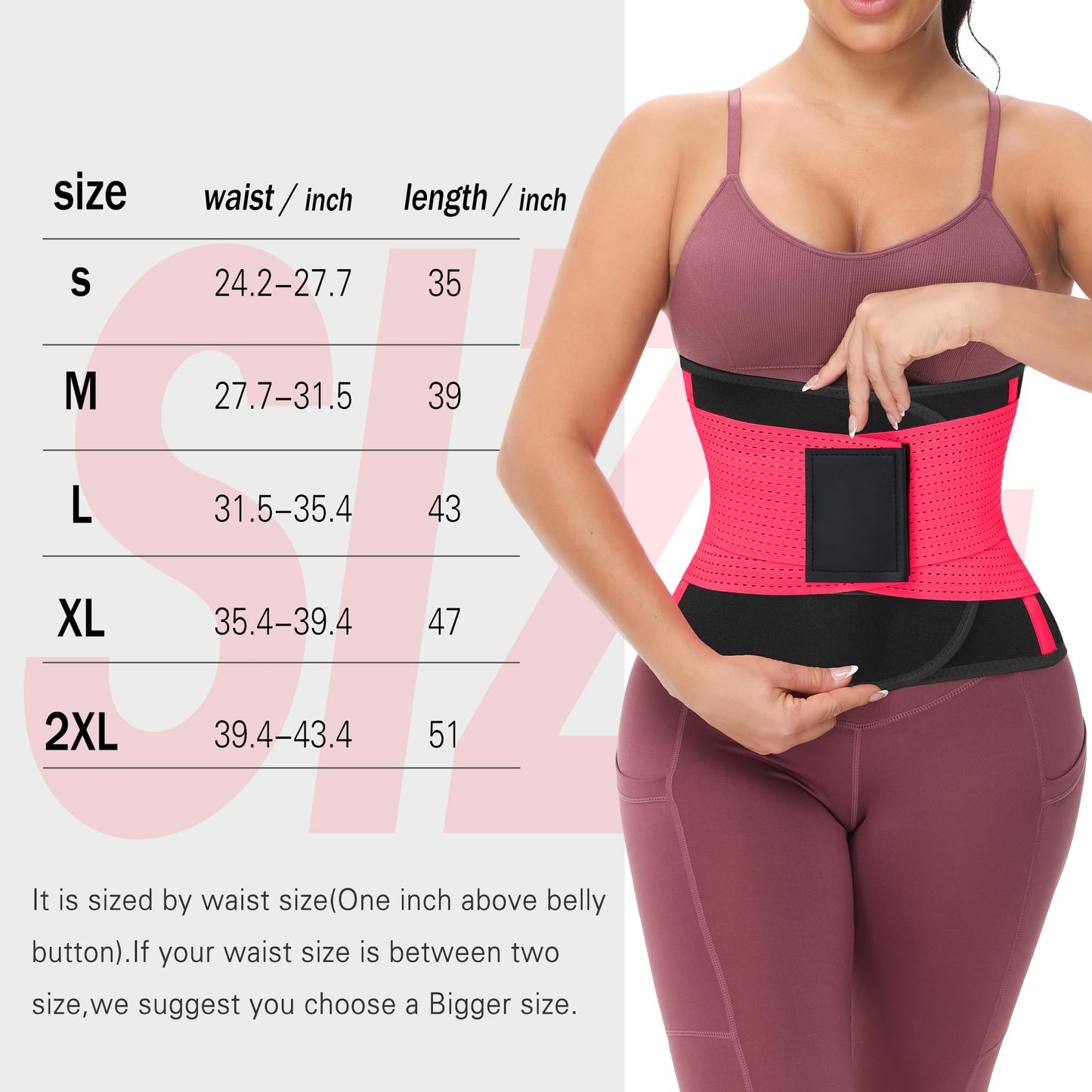 VENUZOR Waist Trainer Belt for Women - Waist Cincher Trimmer - Slimming Body Shaper Belt - Sport Girdle Belt (UP Graded)(Hot Pink,Small)