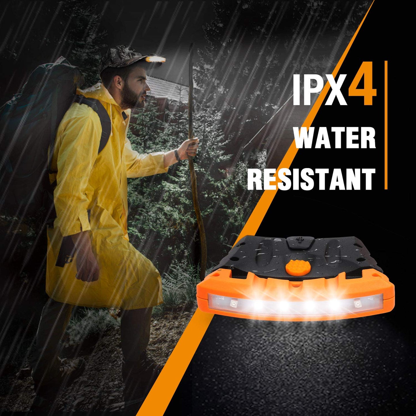 EverBrite Rechargeable Hat Light - Waterproof Clip-on Cap Light, Red Light, Pivoting Head, IPX4 Water Resistant, ABS Material, 2-Pack