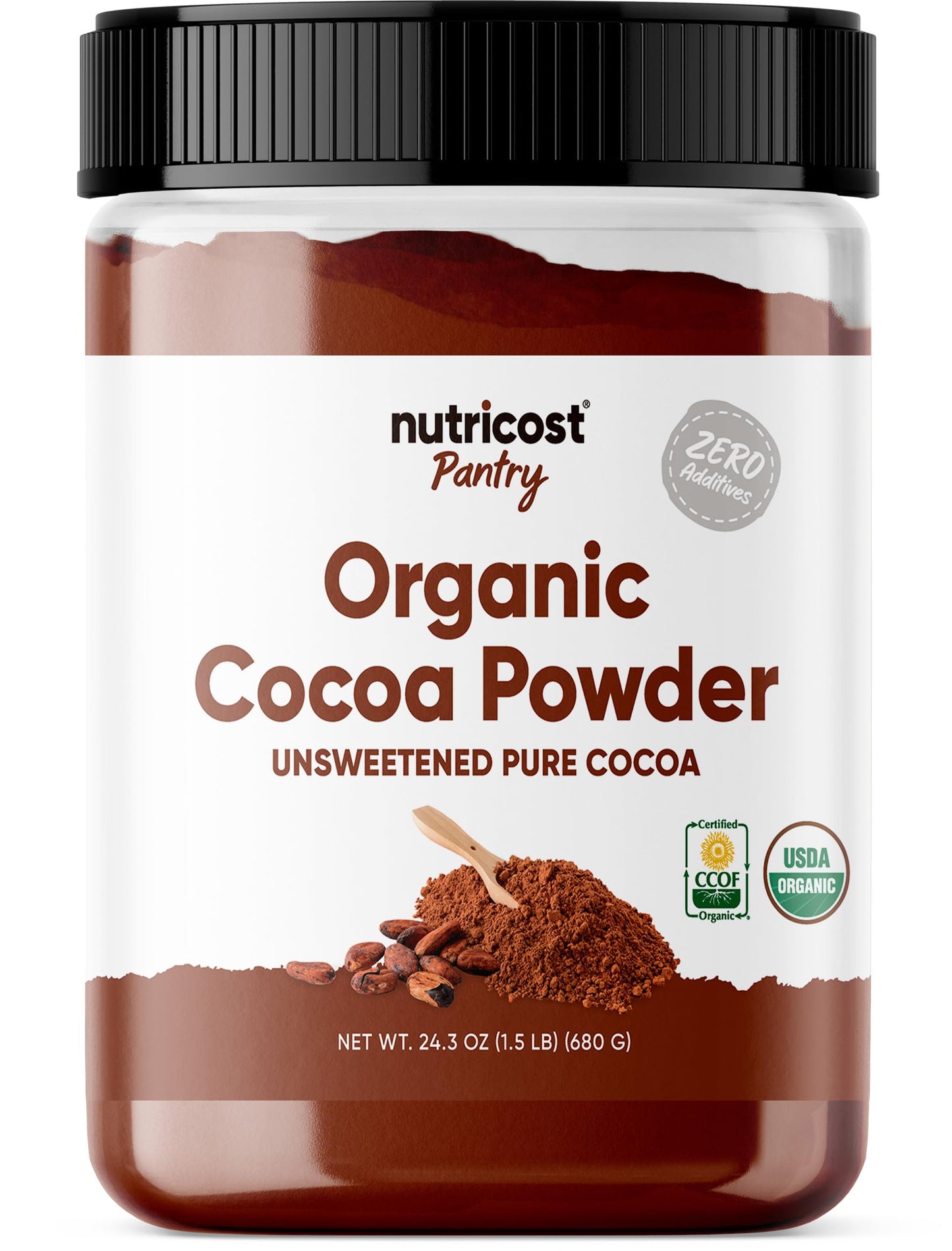 Nutricost Pantry Organic Cocoa Powder (1.5 Pounds Per Bottle) Non GMO Gluten Free Vegan Baking Powder