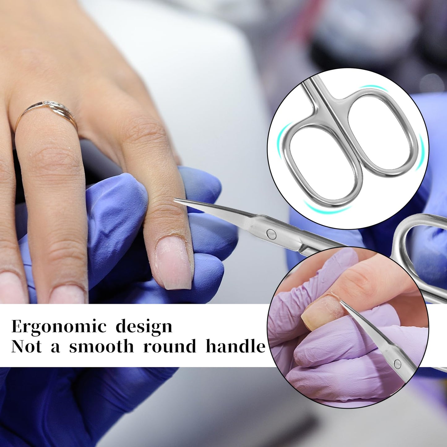 Nail Scissors, 2 Pcs Stainless Steel Eyebrow Scissors for Women Portable Extra Fine Curved Cuticle Scissor Multi-Purpose Manicur