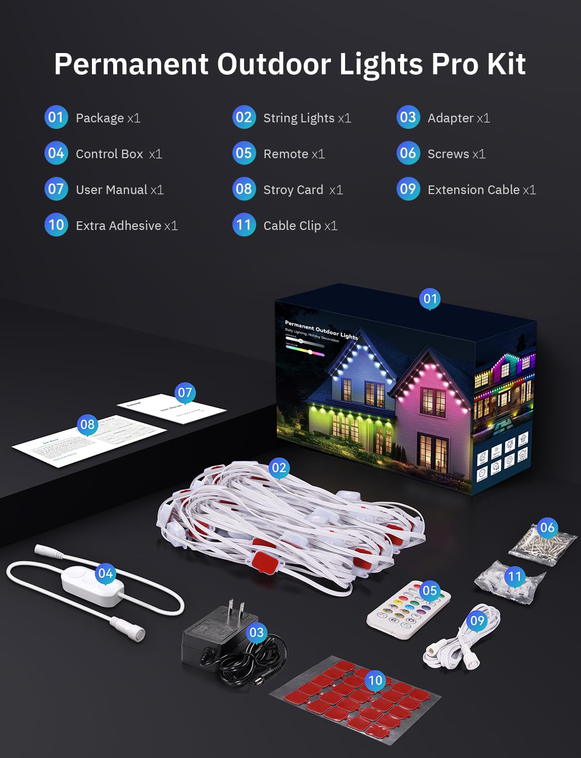 200Ft Permanent Outdoor Lights 100 Smart Waterproof Rgb+Ic Led Eaves With Warm White & Cool White Halloween Christmas Permanent Light With 48 Scenes Mode For All Holiday Decor Party Daily Lighting