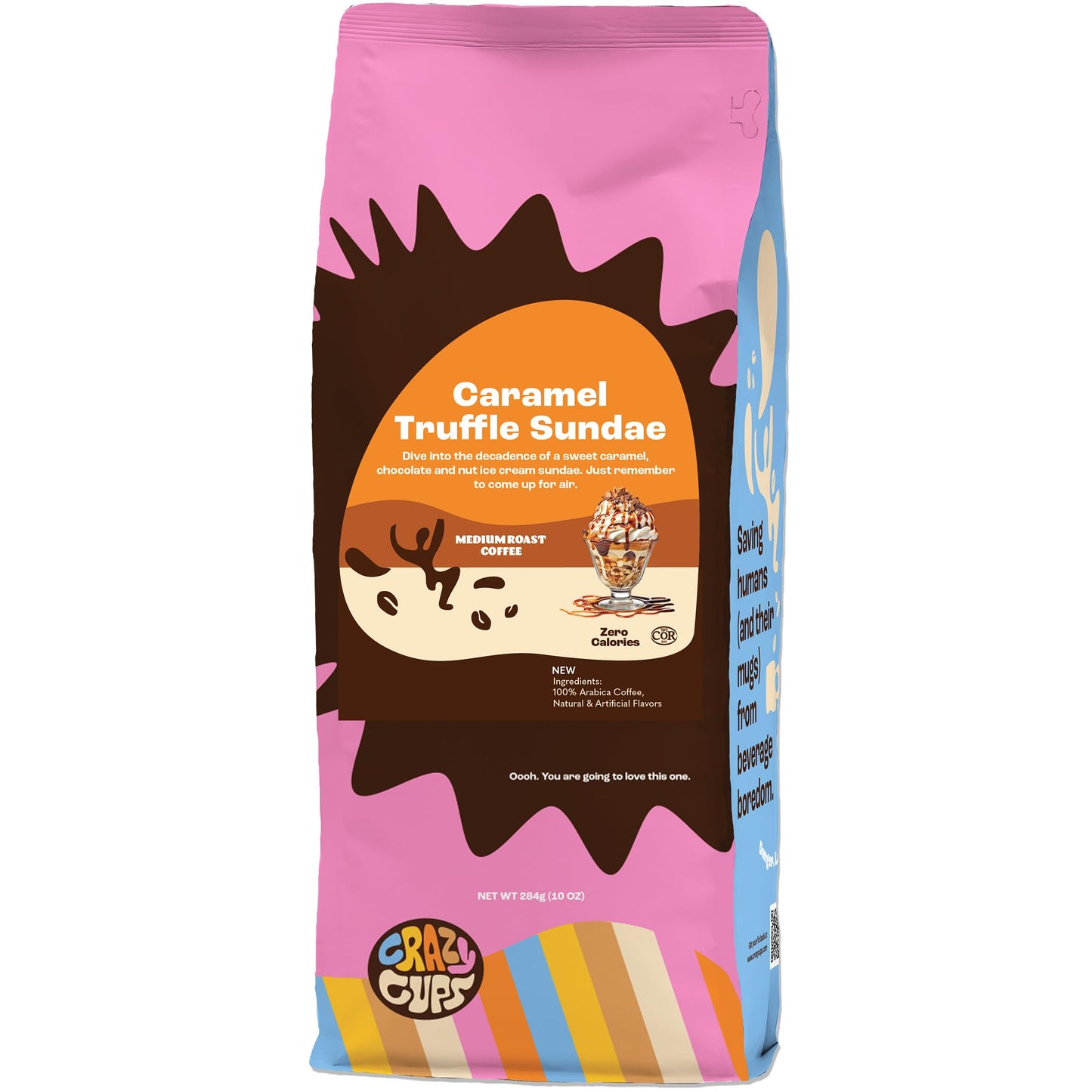 Crazy Cups Flavored Ground Coffee Caramel Truffle Sundae For Brewing Flavored Hot or Iced Caramel Coffee 10oz