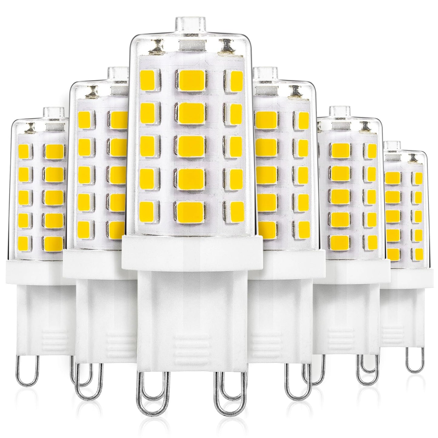 Joutameili 6 Pack G9 LED Bulb 4W Equivalent 40 Watt, No Flicker LED G9 Bulb, T4 Halogen Light Lamp Replacement, 120V Neutral Whi