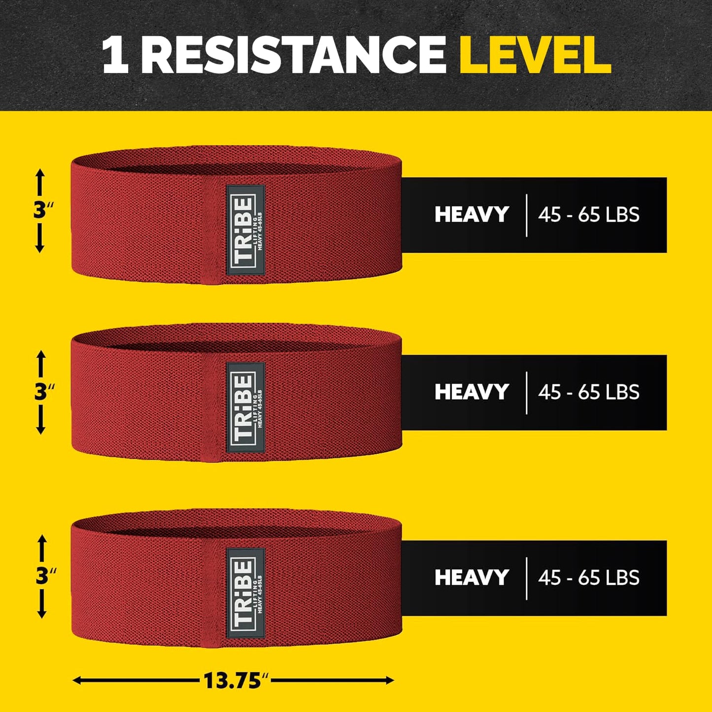 Tribe Lifting Fabric Resistance Bands for Exercise - Hip Bands for Working Out Legs, Glutes, Knees and Thighs for Men and Women - Cloth Circle Booty Bands for Physical Therapy (Red)