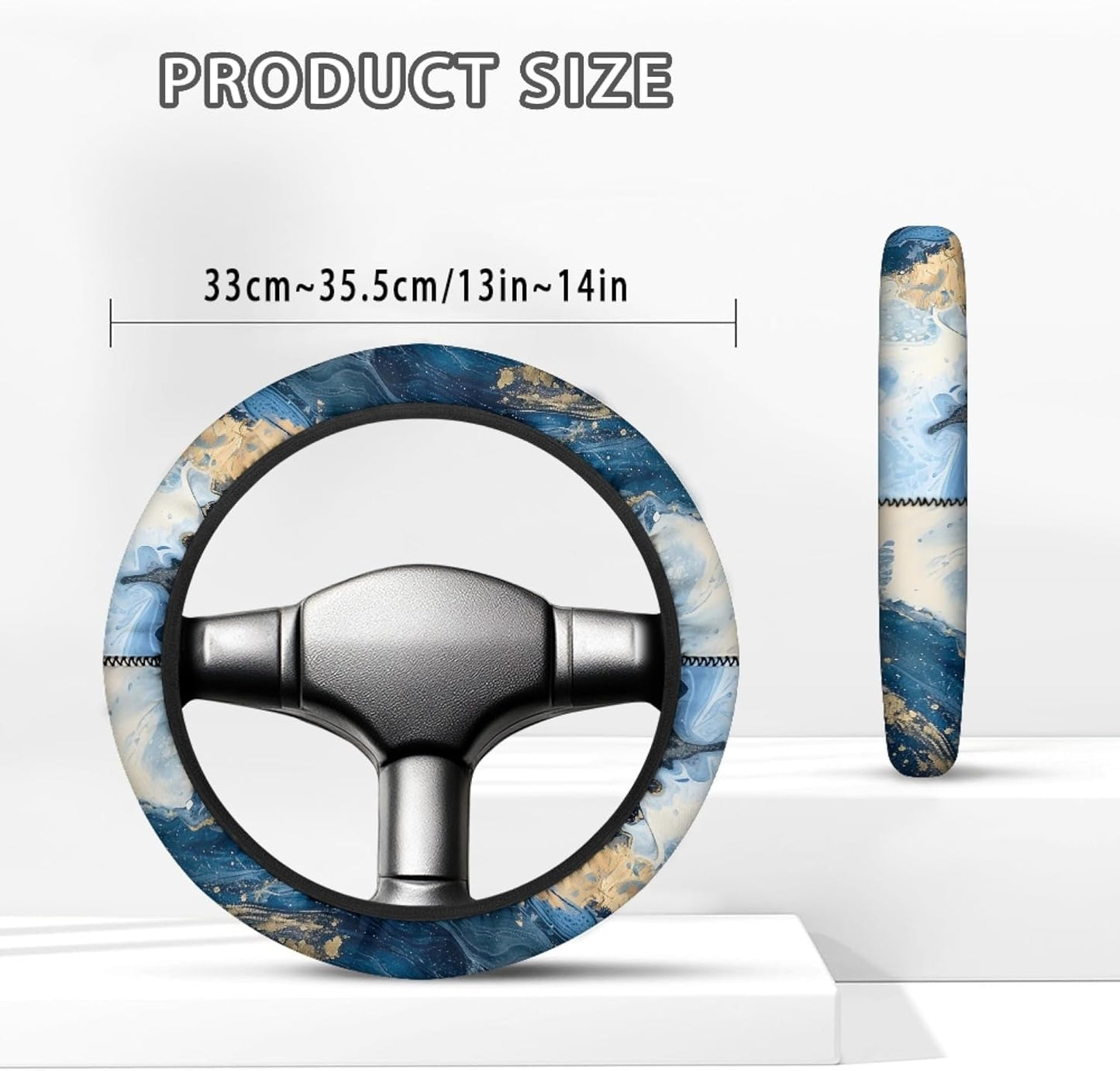 Blue Marble Print Golf Cart Steering Wheel Cover 13 Inch - 14 Inch Neoprene Golf Cart Steering Wheel Covers Stretchable Golf Cart Accessories for Club Car Machine Washable