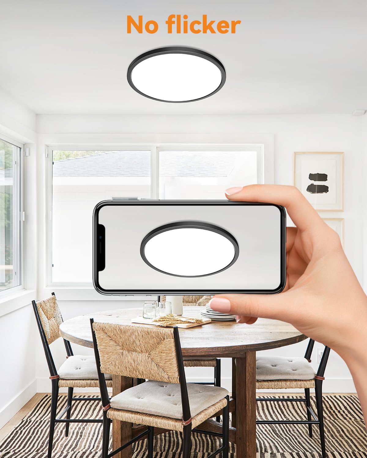 slochi 4PACK LED Ceiling Light Fixture 24W 3000K/4500K/6000K Ultra Slim Black, 9 Inch, Model CL02MA-4-BK