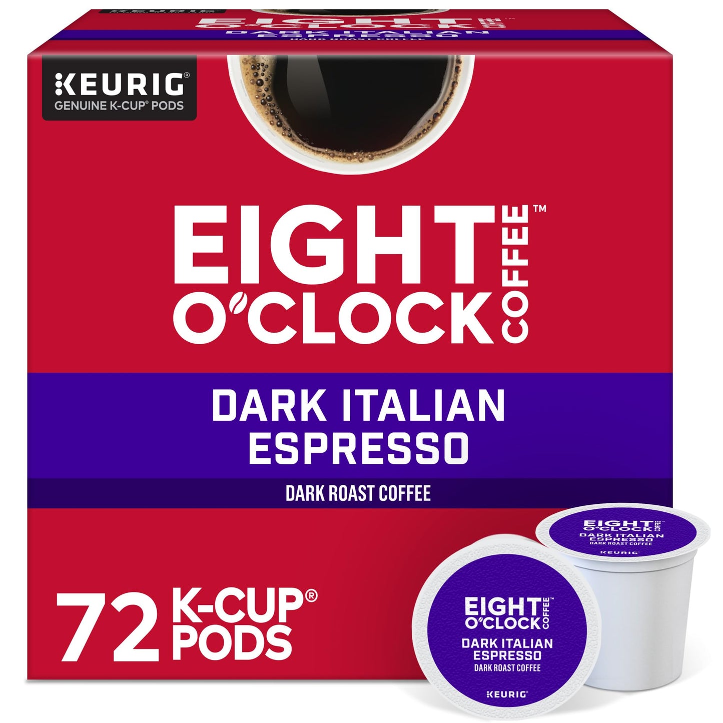 Eight O Clock Coffee Dark Italian Roast Keurig Single-Serve K-Cup Pods, Dark Roast Coffee, 72 Count