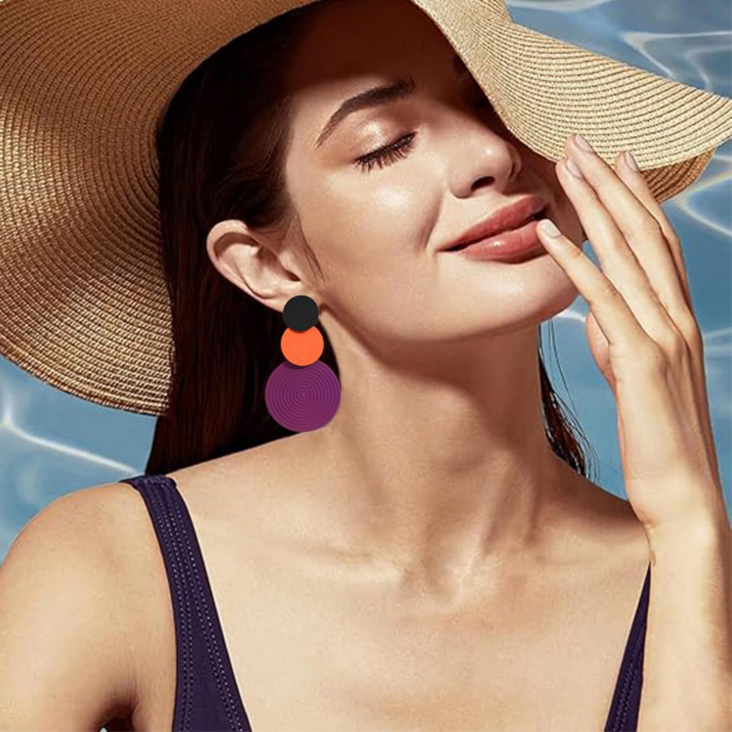 Retro 80s Neon Earrings Round Disc Dangle Drop Earrings for Women Lightweight Bohemia Statement Geometric Round Earring Fashion
