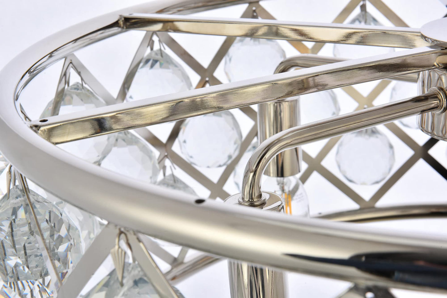 Elegant Lighting Madison Collection 5-Light Pendant Lamp, 20in Depth x 9in Height, Polished Nickel Finish, Crystal, Model 1214D20PN/RC