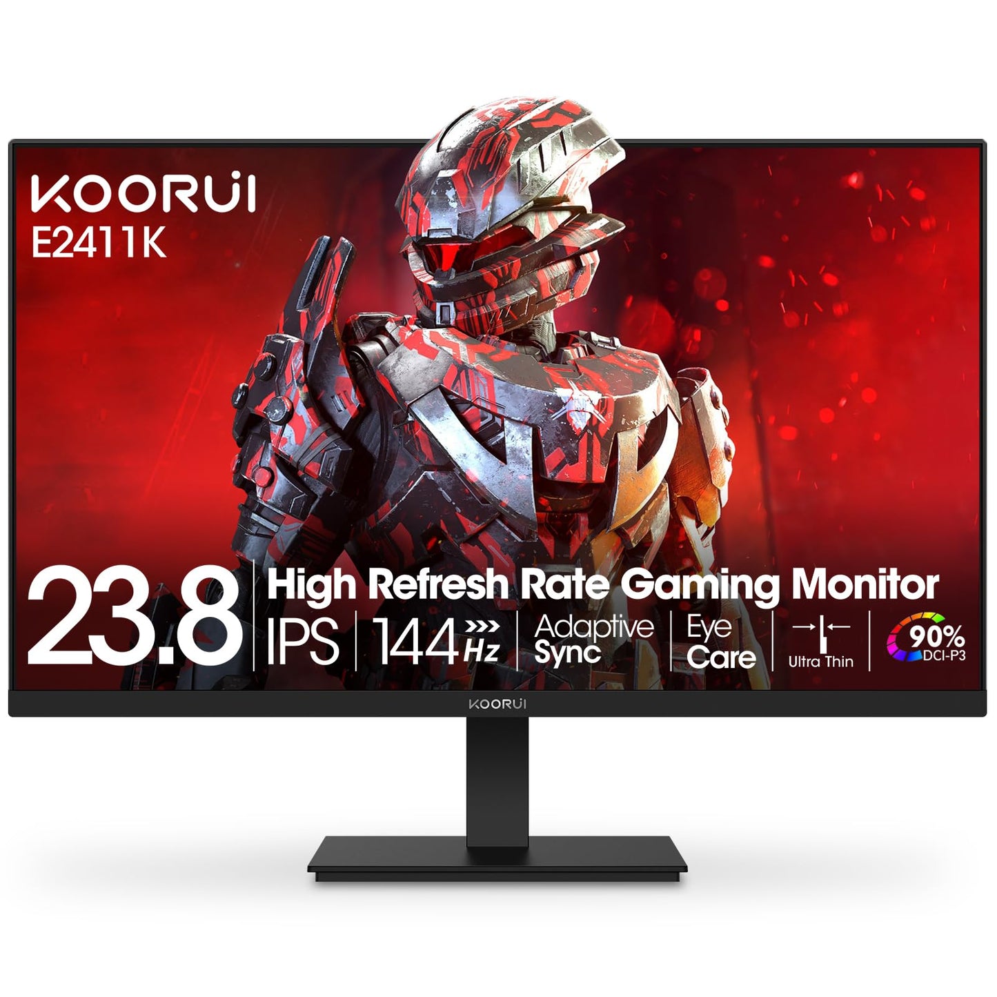 KOORUI 24 Inch Gaming Monitor 144Hz Full HD 1920 x 1080p IPS Ultra-Slim Display with HDMI VGA, Adaptive Sync, 99% SRGB, VESA 100
