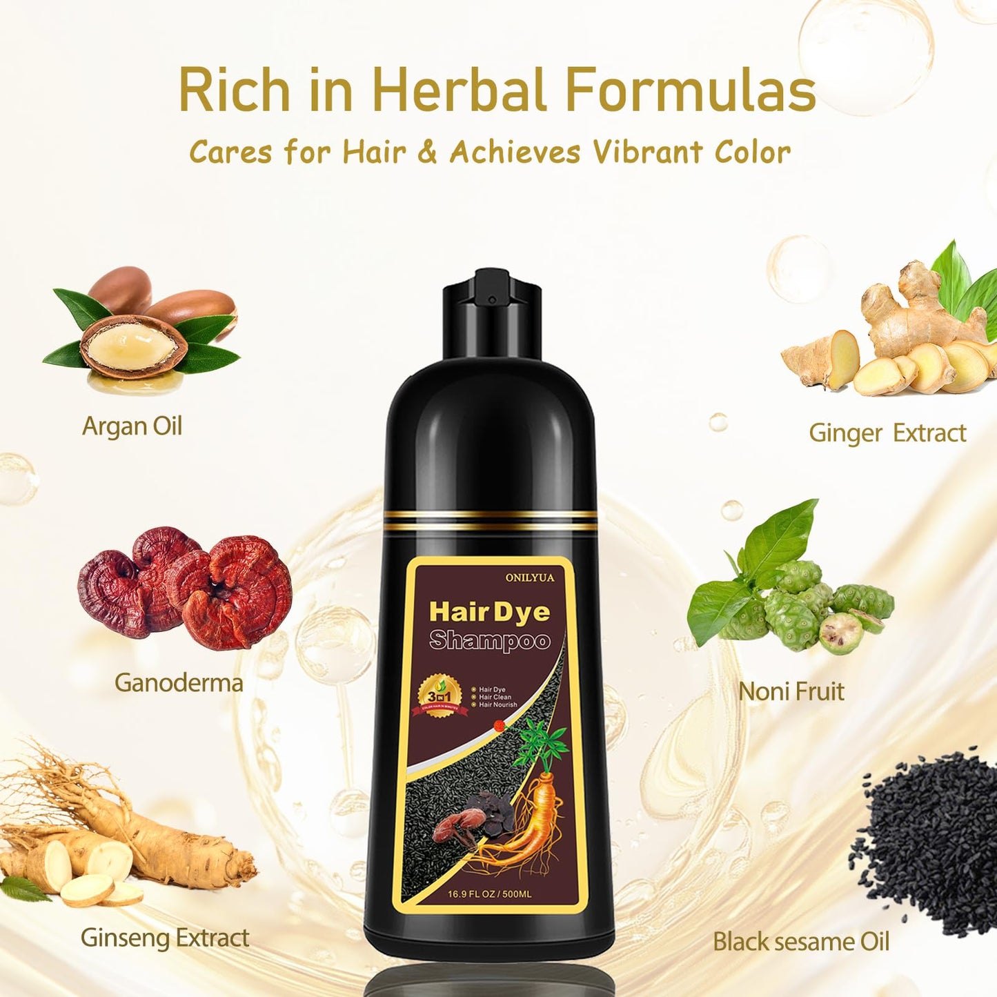 GURKOOYD Dark Coffee Hair Dye Shampoo, Hair Color Shampoo for Gray Hair, Brown Hair Dye, Brown Hair Shampoo, Champu Para Canas,