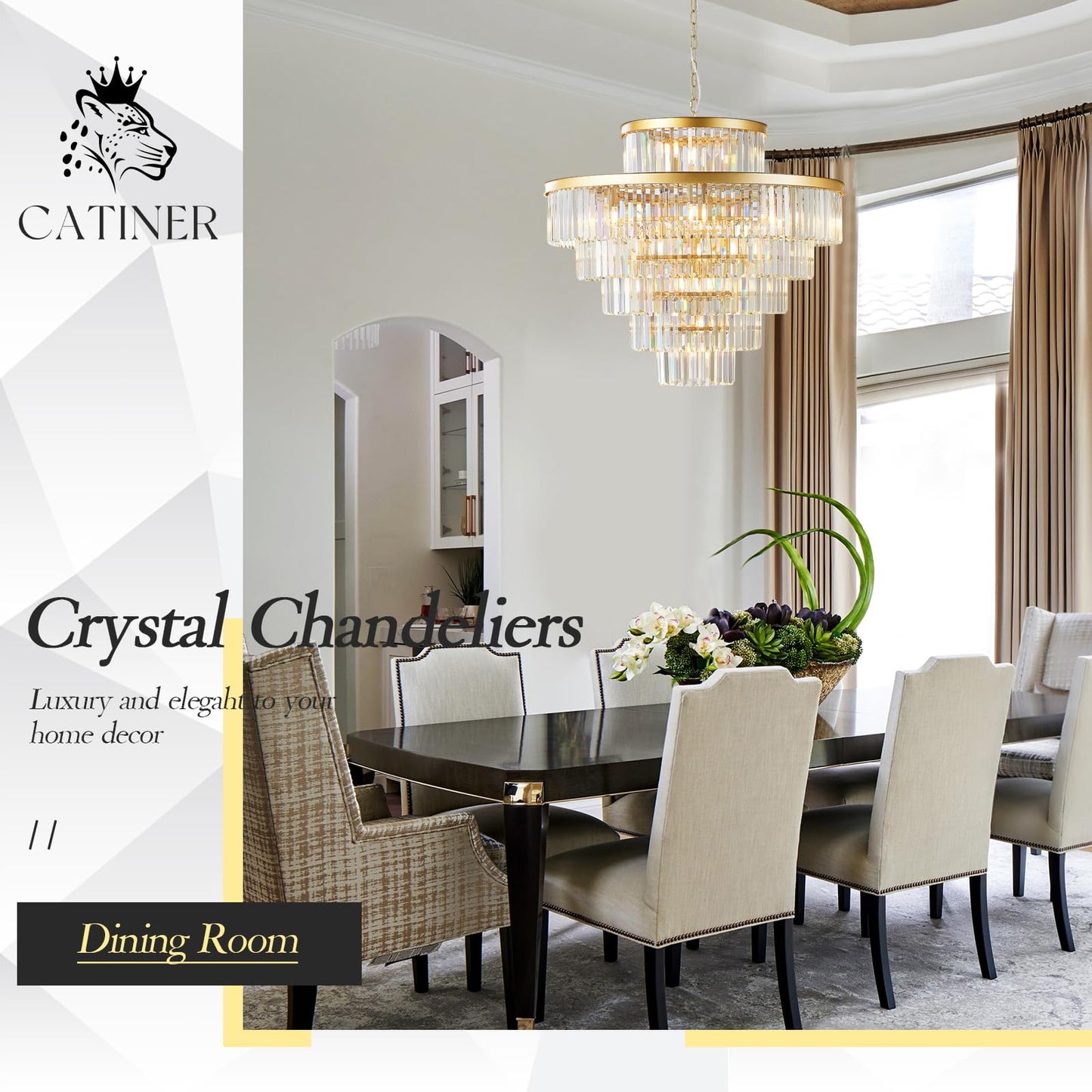 Large 36 Gold Crystal Chandeliers 23 Lights Modern stylish Chandelier For Foyer Staircase Chandeliers 6 Tiers Round K9 Ceiling Pendant Lighting Fixture For Living Dining Room