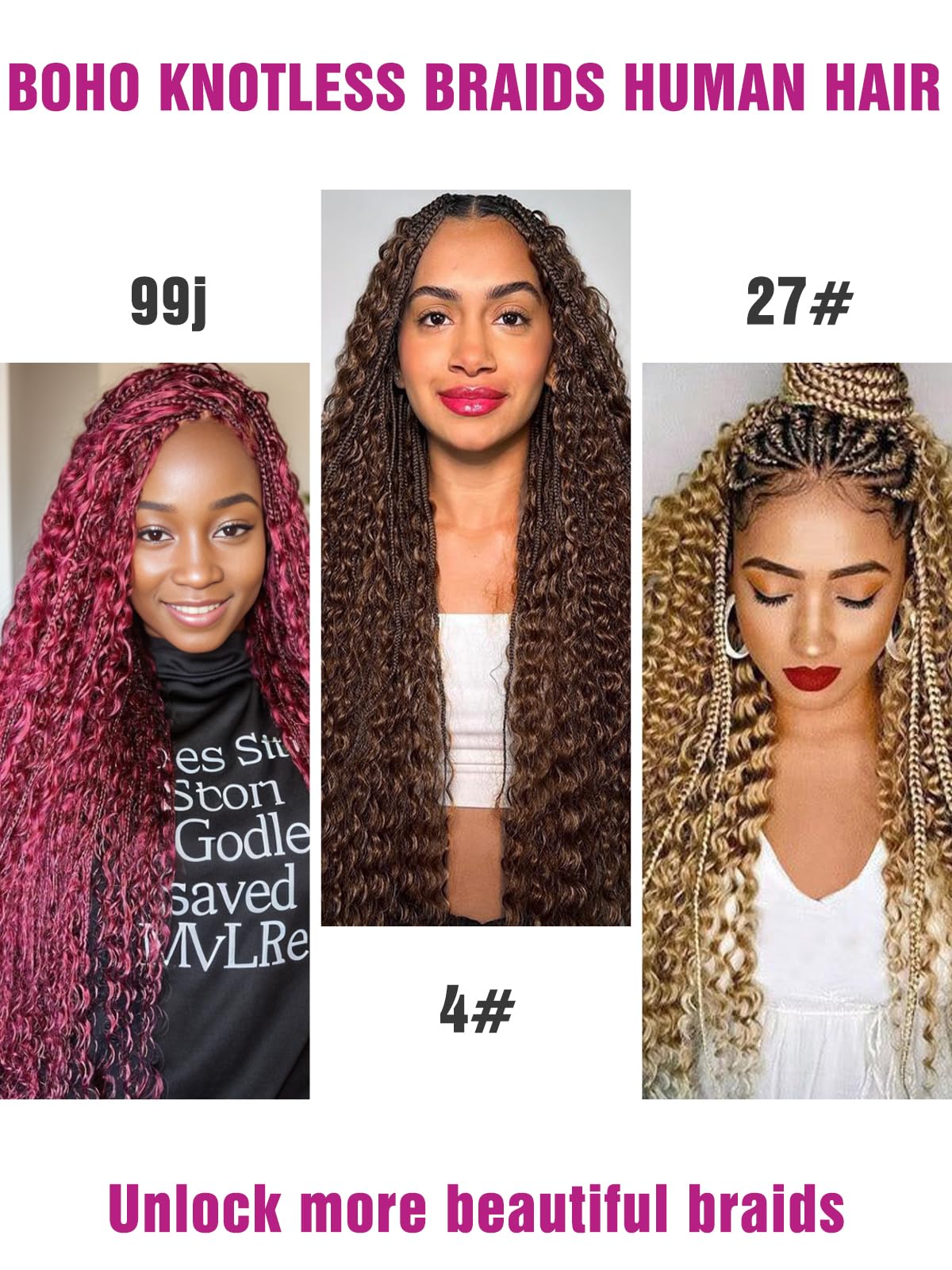 Chocolate Brown Human Braiding Hair Deep Wave Bulk Human Hair, 4# Color No Weft Curly Braiding Hair Extensions for Boho Braids W