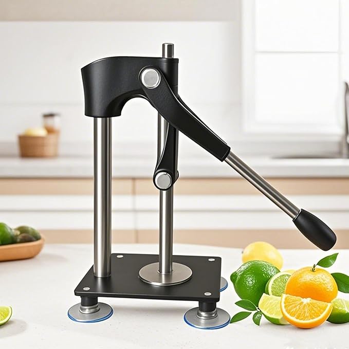Black Heavy Duty Hand Juicer Press,Metal Lemon Squeezer with 520ML Stainless Steel Cup for Efficient Citrus Juicing,Nut Press Machine