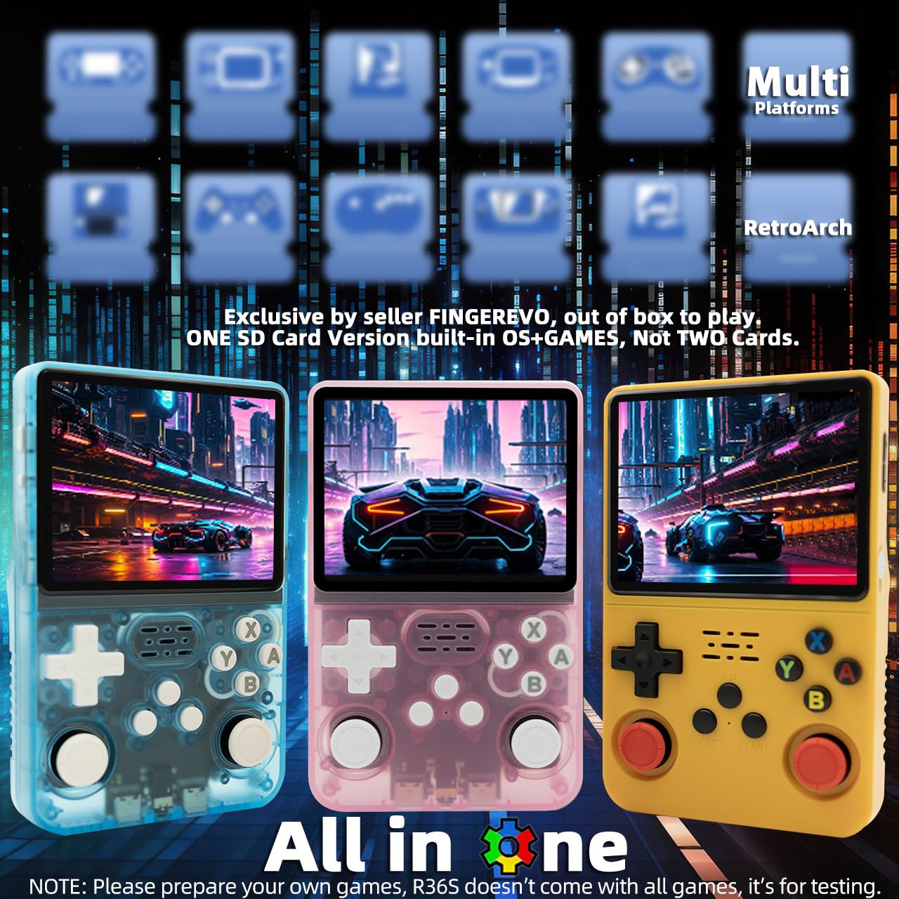 R36S Handheld Game Console 3.5-in 640*480 IPS OCA Screen 3200mAh Opensource System RK3326 Yellow