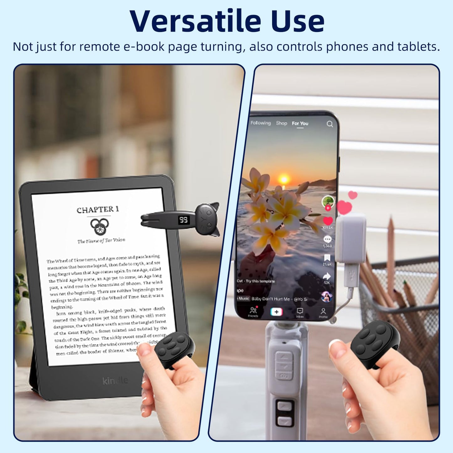Remote Control Page Turner For Kindle Paperwhite Oasis Kobo Accessories Reading Novels & Ereaders Camera With Video Recording Re