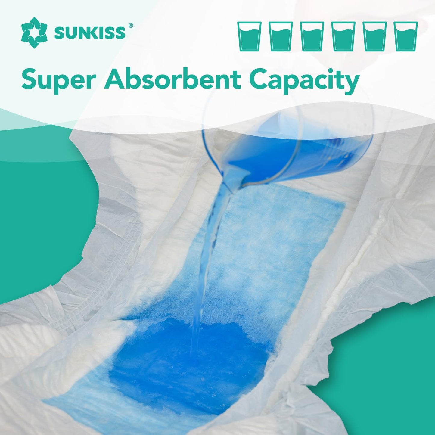 SUNKISS TrustPlus Adult Diapers with Maximum Absorbency, Unisex Disposable Incontinence Briefs with Tabs for Men and Women, Odor Control, Large, 15 Count