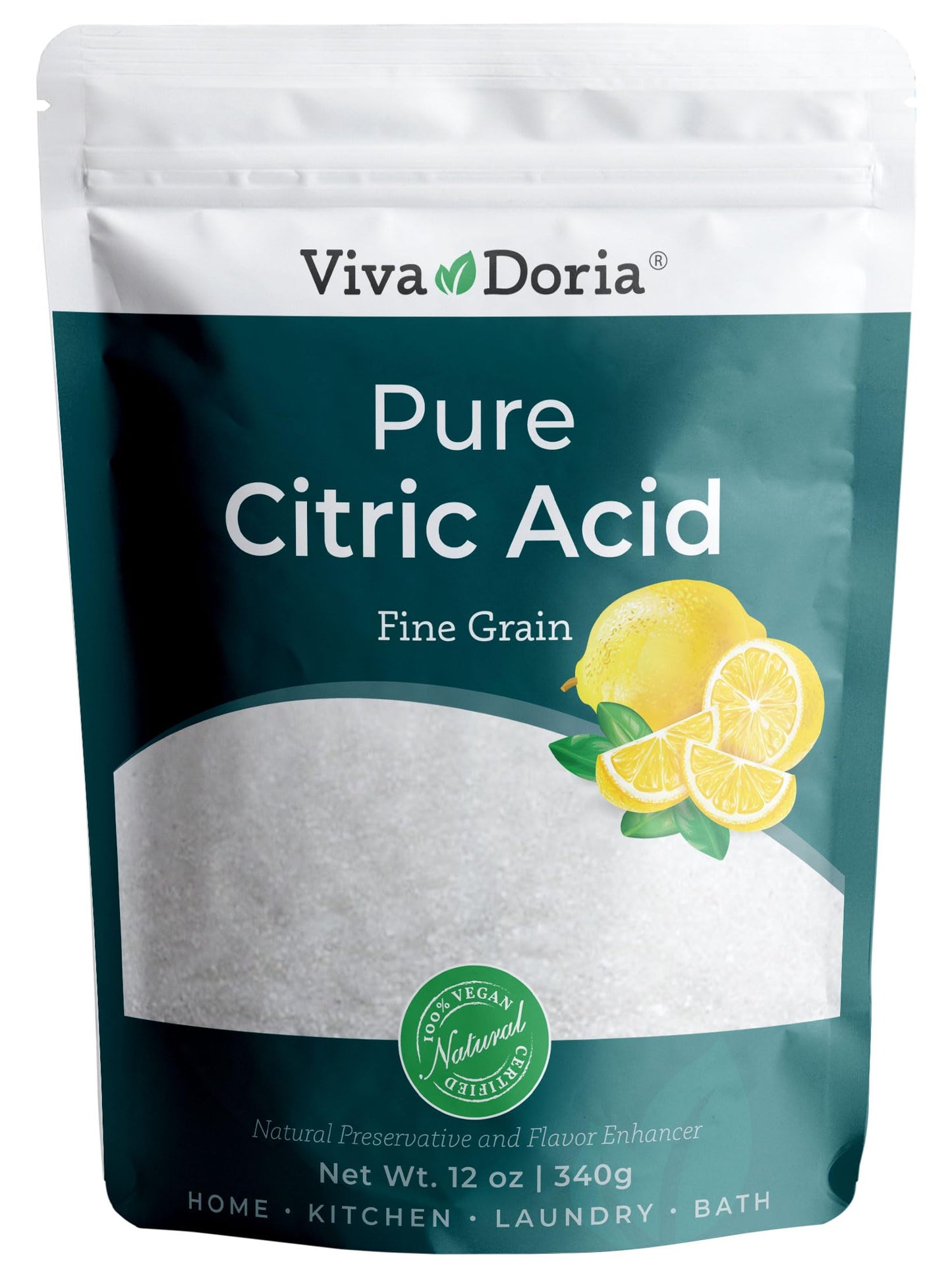 Viva Doria 100% Pure Citric Acid Food Grade Fine Grain 12 oz (340 g)