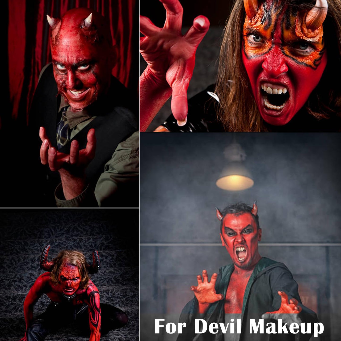 MEICOLY Black White Red Face Body Paint with Setting Powder and Sponges,Clown White Devil Joker Face Paint Makeup,Waterbased Bod