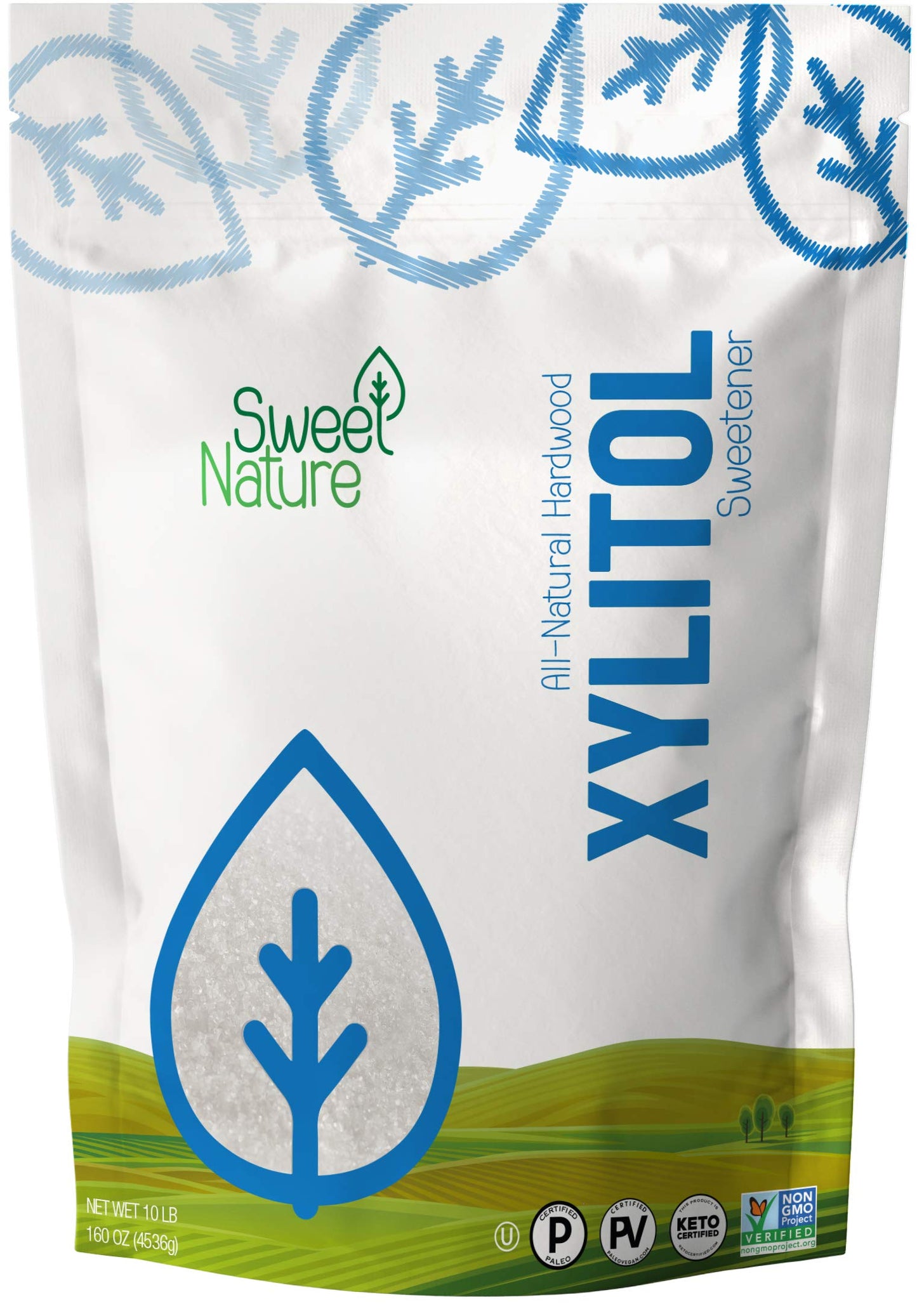 Sweet Nature | Birch Bark Xylitol Sweetener - Great Powdered Sugar Substitute for Diabetics - Natural Keto Friendly non-GMO and Made in USA (10lbs)