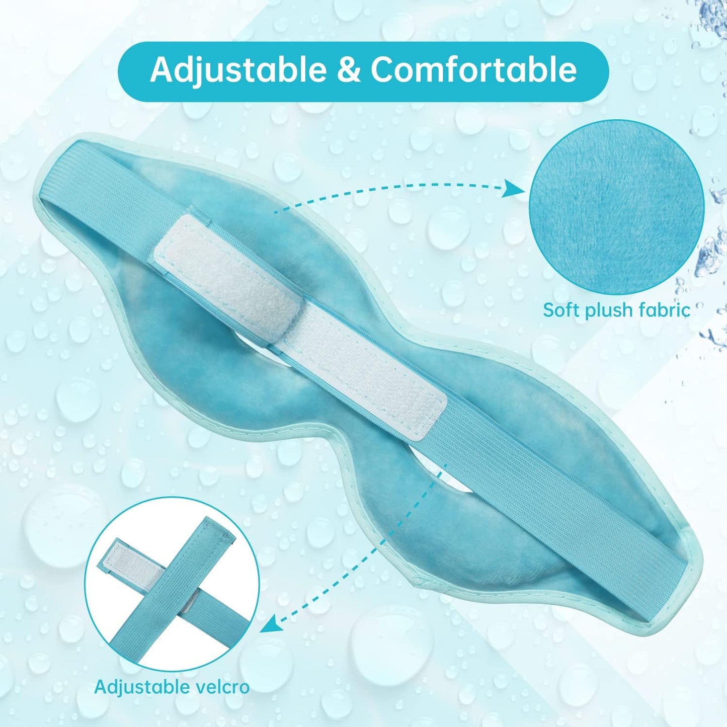 2 PCS Ice Eye Mask Reusable Ice Pack for Eyes,Hot Cold Compress Gel Bead Cooling Eye Mask with Eye Hole for Puffiness/Dark Circles/Eye Bags/Dry Eyes/Headaches/Migraines/Stress Relief (Blue)