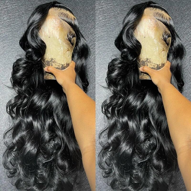 HANGFIRST 36 Inch Body Wave Lace Front Wigs Human Hair 13x6 HD Lace Front Wigs Pre Plucked 180 Density Brazilian Virgin Human Ha