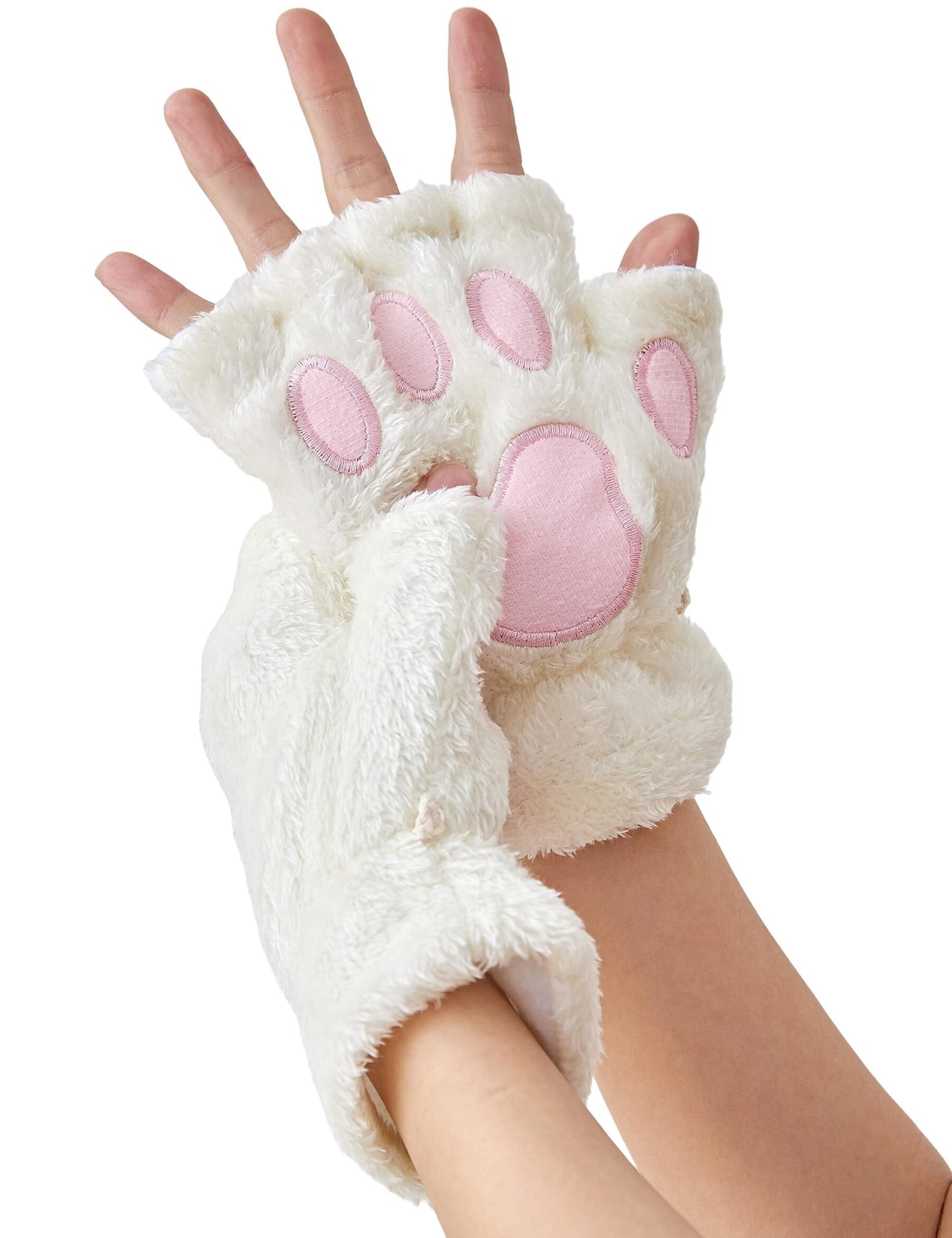 OTPEH Cat Paws Gloves Fingerless Bear Furry Paw Cute Hand Gear Cosplay Costume Accessories