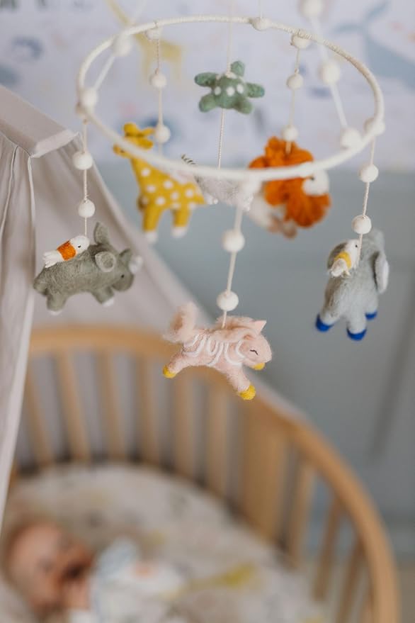 Pehr Classic Wool Felt Baby Mobile, Into The Wild | Handmade Nursery DΓ©cor | Includes Gift Box | Ethical & Enchanting | 28β x 9β