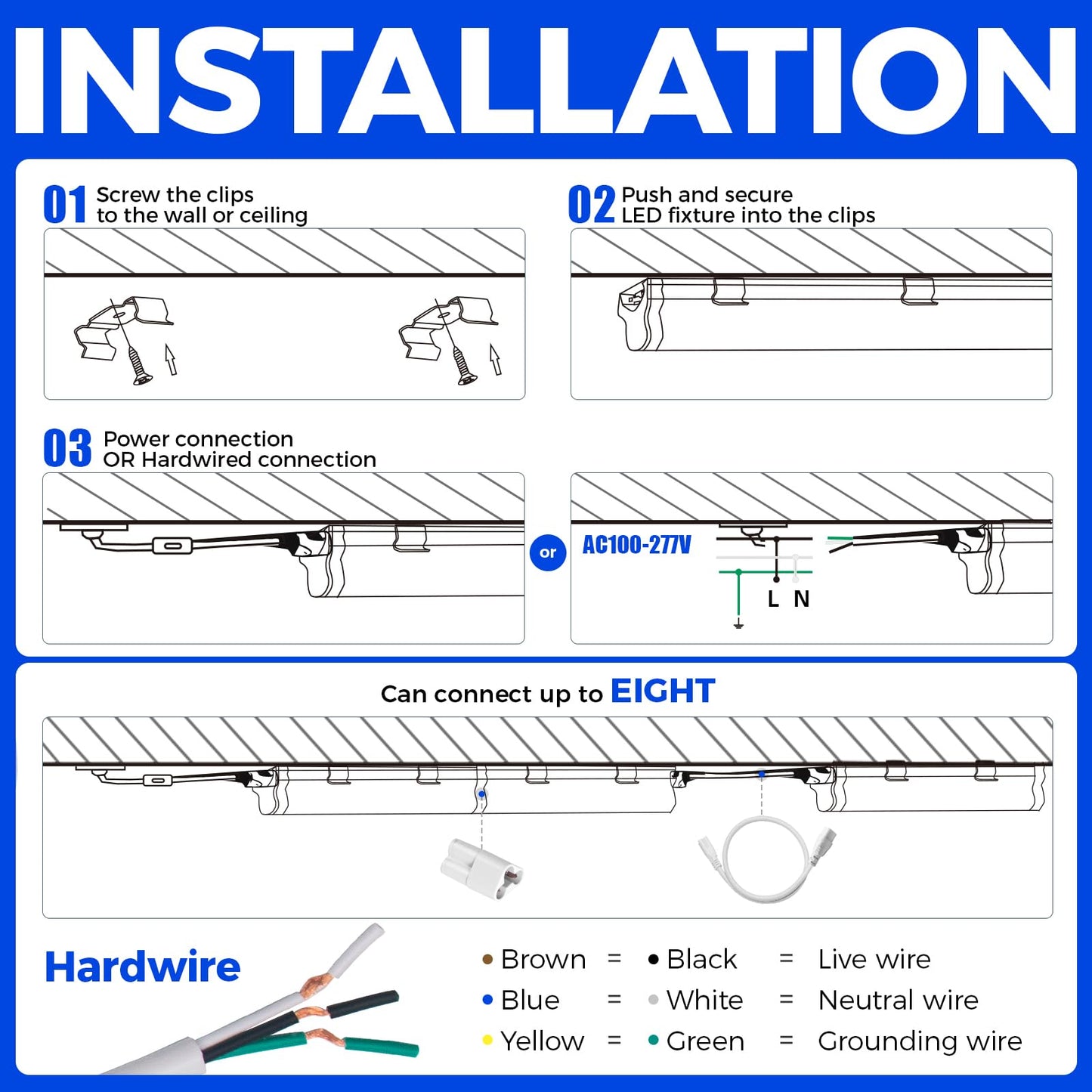 Barrina T5 Led Shop Lights 4Ft 2200Lm 6500K (Super Bright White) 20W Utility Garage Lighting Ceiling And Under Cabinet Light Corded Electric With On/Off Switch 2 Packs