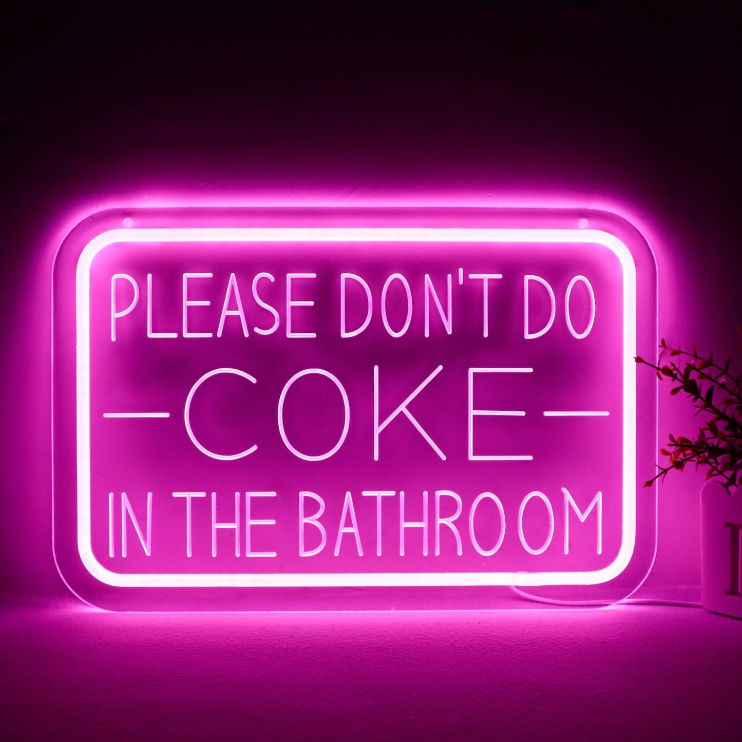 qbanziou Please Dont Do Coke in the Bathroom Neon Sign Wall Decor LED Bedroom Dorm Office Wall LED Neon Light Brightness,Light U