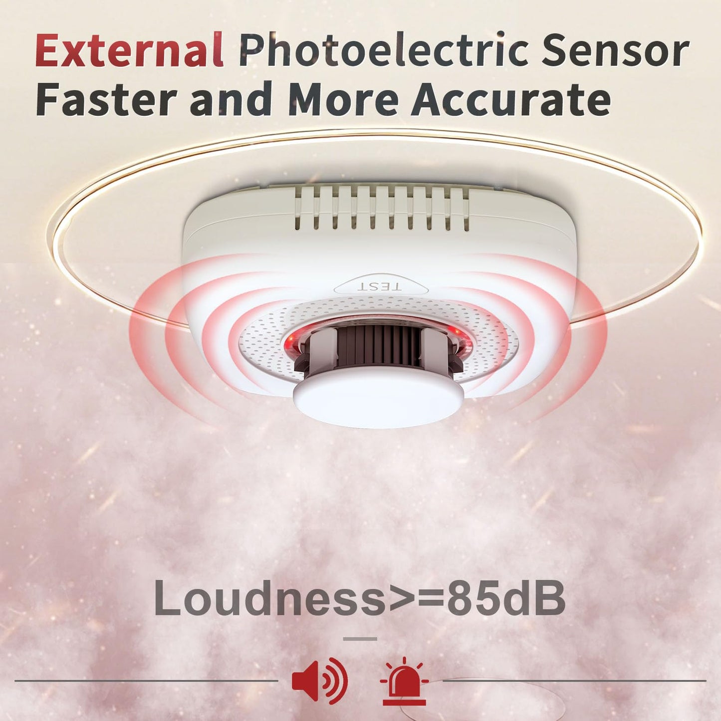 SHYEEH Smoke Detector, Fire Alarms Smoke Detectors, Smoke Alarm Battery Powered, Portable Smoke Detectors with LED Indicator, MY-S05, 2 Packs