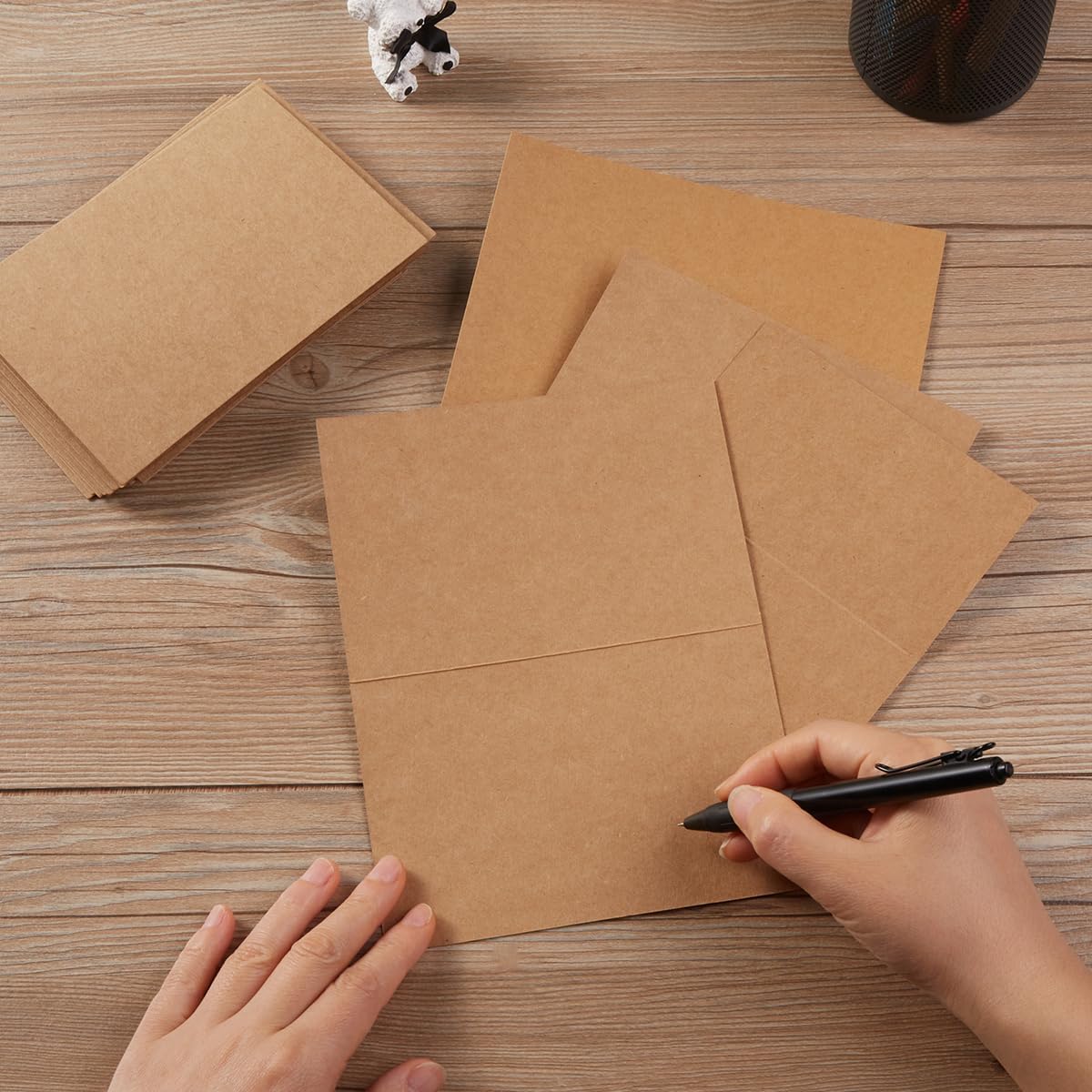 50 Pack Blank Cards Folded Cardstock Thank You Blank Greeting Cards for Invitations, Wedding, Greeting Cards, All Occasion DIY (Brown, 4x6)