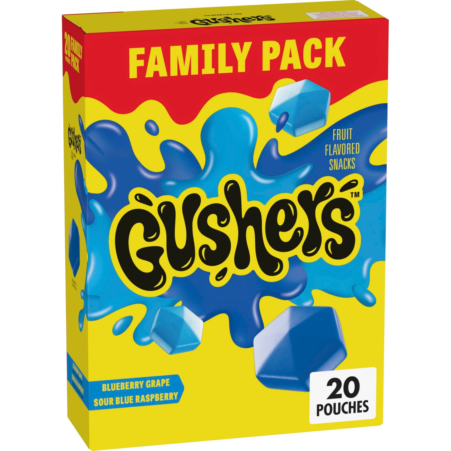 Gushers Fruit Flavored Snacks Blueberry G Sour Blue Raspberry 20 Pouches Family Pack 16 oz