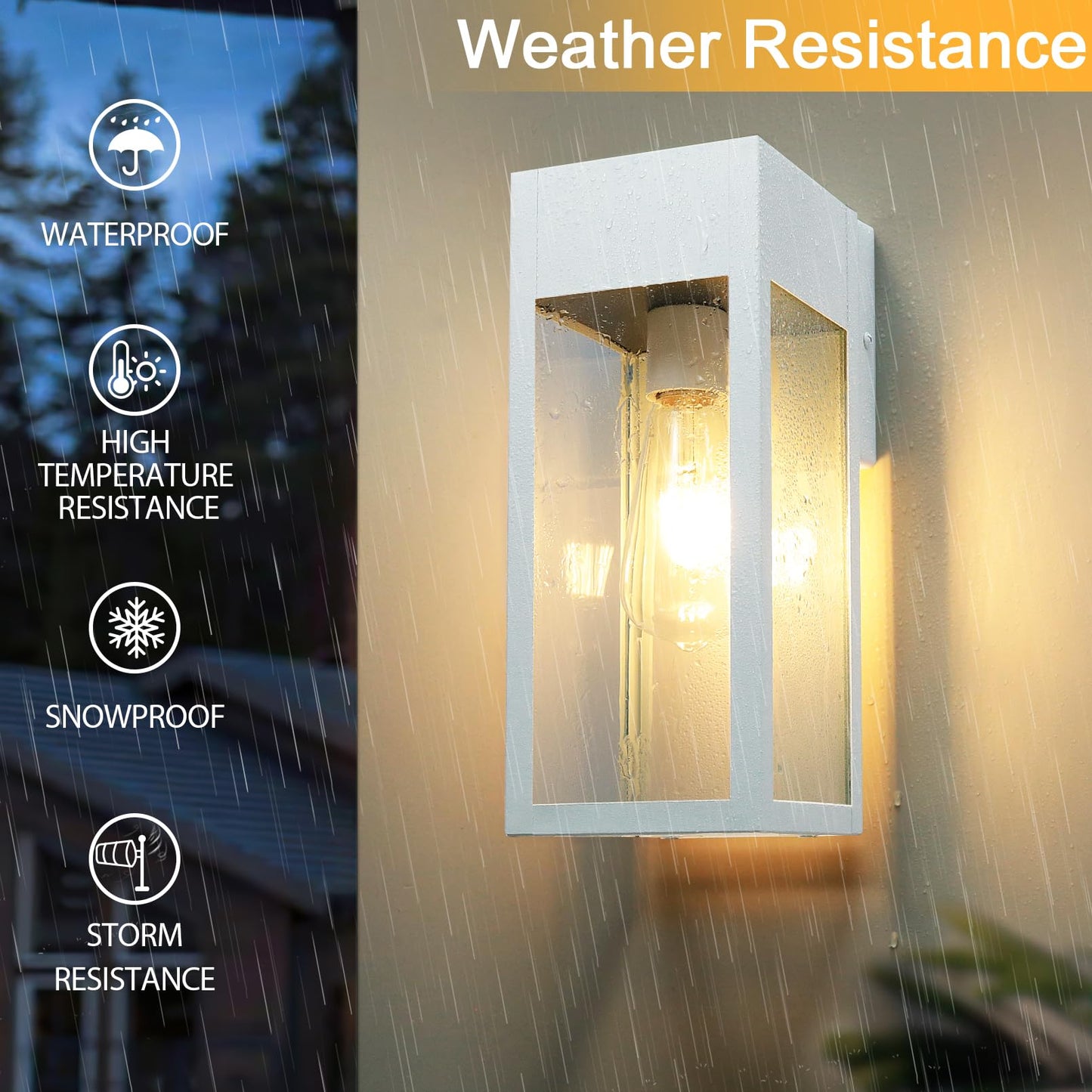 OYKYOHEI Outdoor Wall Sconce Light Fixture with GFCI Outlet, Waterproof, Anti-Rust, White, 1-Pack