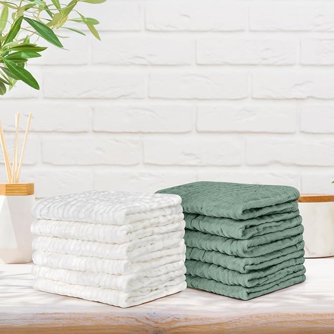 Accmor 12 Pack Muslin Burp Cloths 100% Cotton 20''x10'' Large Extra Soft and Absorbent Baby Burping Cloth for Boys Girls