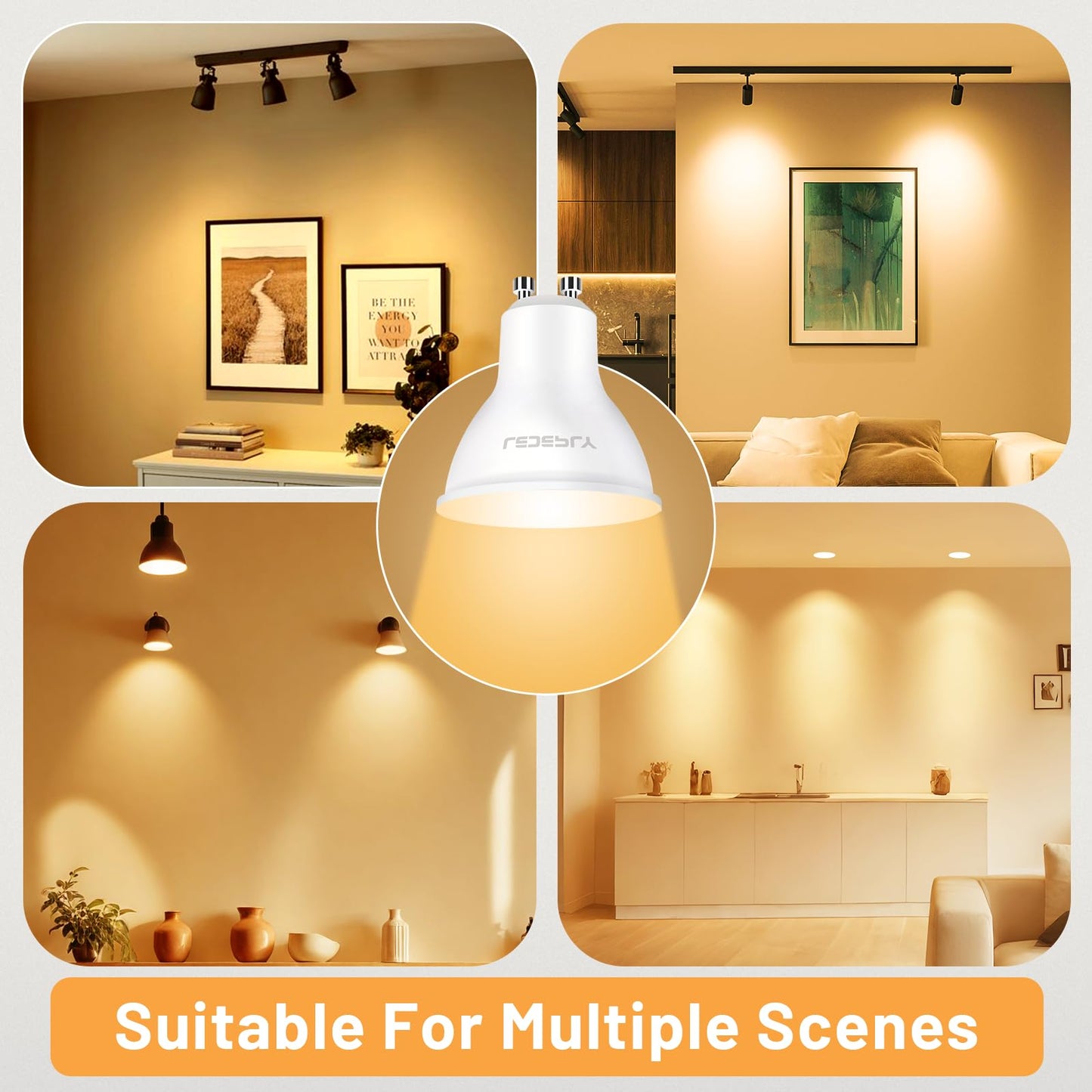 Ledeply Dimmable Led Gu10 Bulbs 5W=50W 2700K Warm White 38 Beam Angle 470 Lm Bulb Spotlight For Track Lighting Kitchen 6 Pack