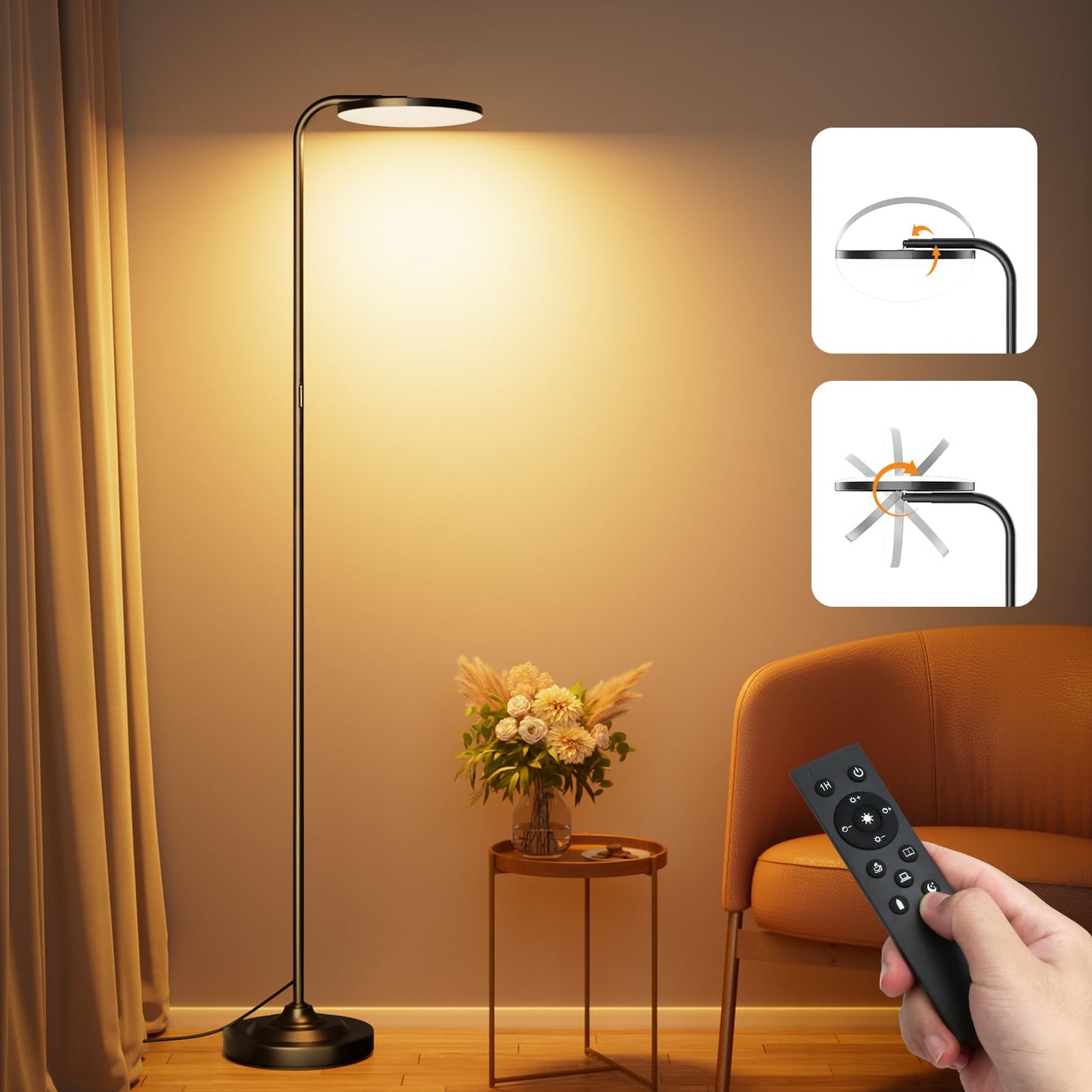 Sibrille Remote Control Only Compatible With 36W Led Torchiere Floor Lamp Black(Cct)