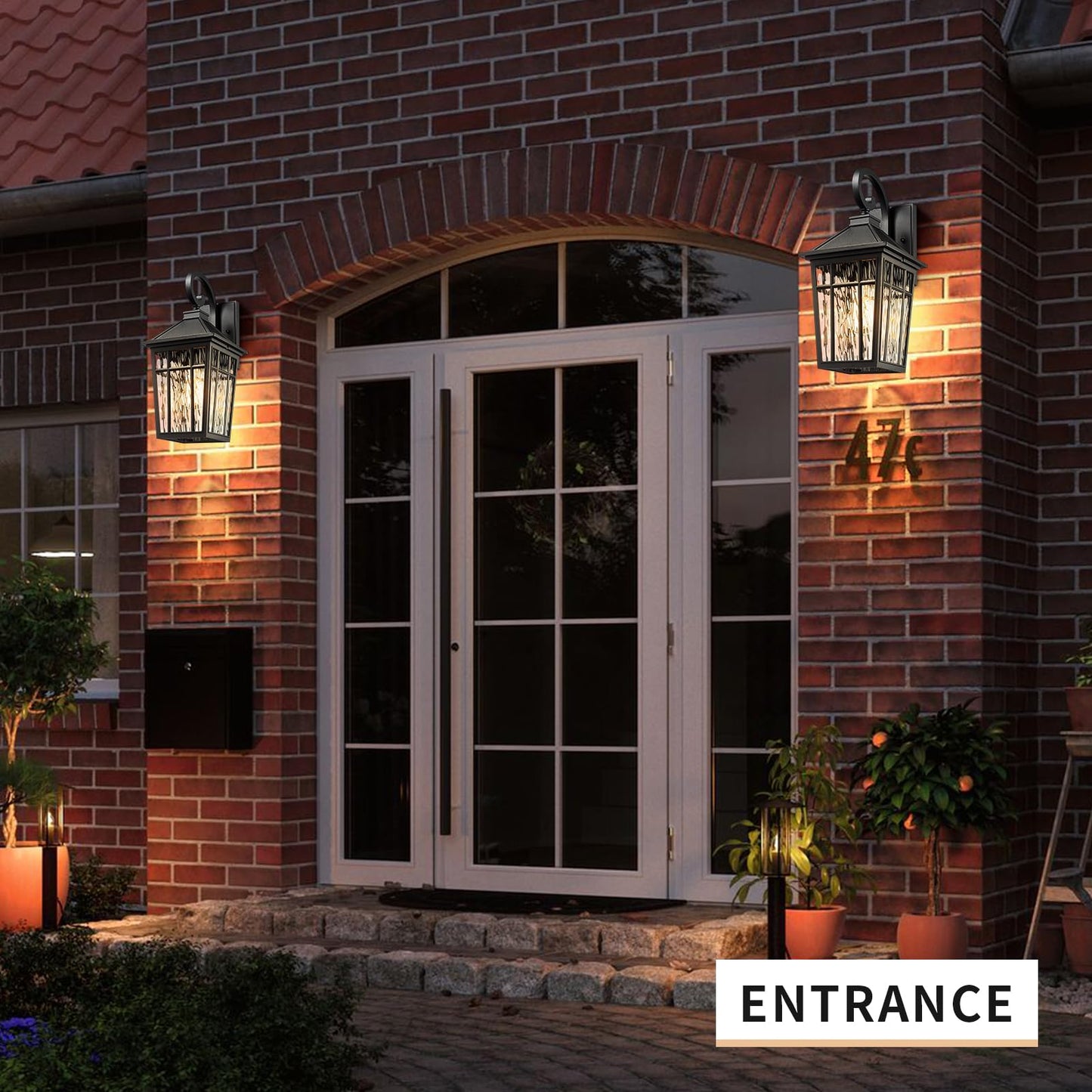 Darkaway 2Pcs Large Outdoor Wall Lights For House 18Inch Exterior Lighting Fixtures Wall Mount Outdoor Porch Lights Black Outside Sconce Lights With Water Ripple Glass For Patio Garage Hallway