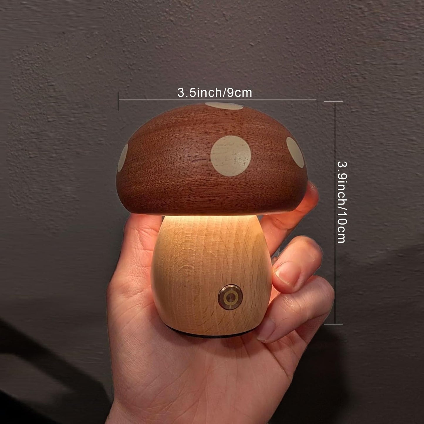 Moroommt Wood Mushroom Lamp Rechargeable Small Bedside Lamp Touch Mushroom Night Light Small Lamp For Nightstand Portable Battery Operated Lights For Bedroom Kids Birthday Gifts