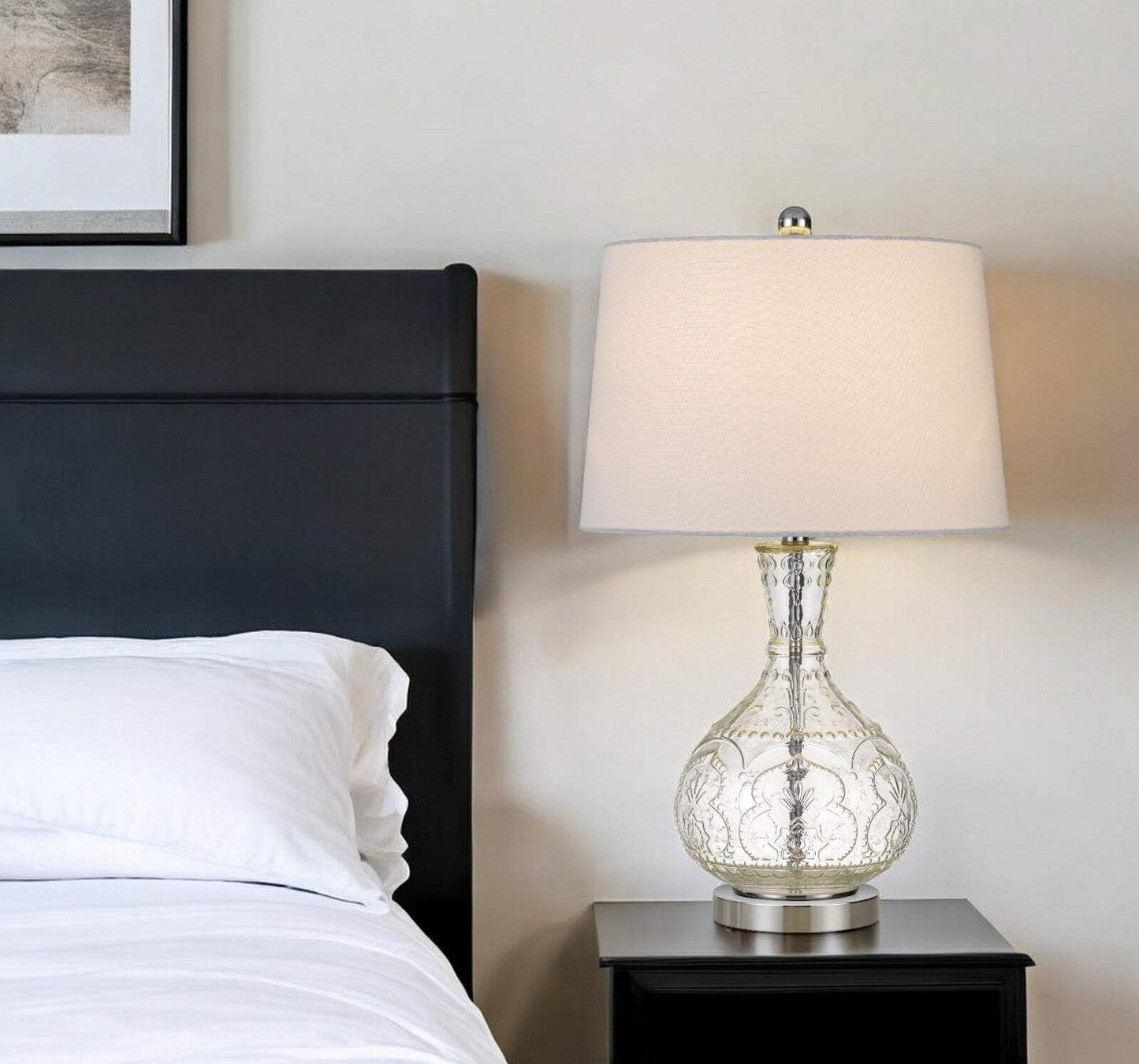 Homeroots Metal Table Lamp, 27 In. With White Rectangular Shade, Model 524703