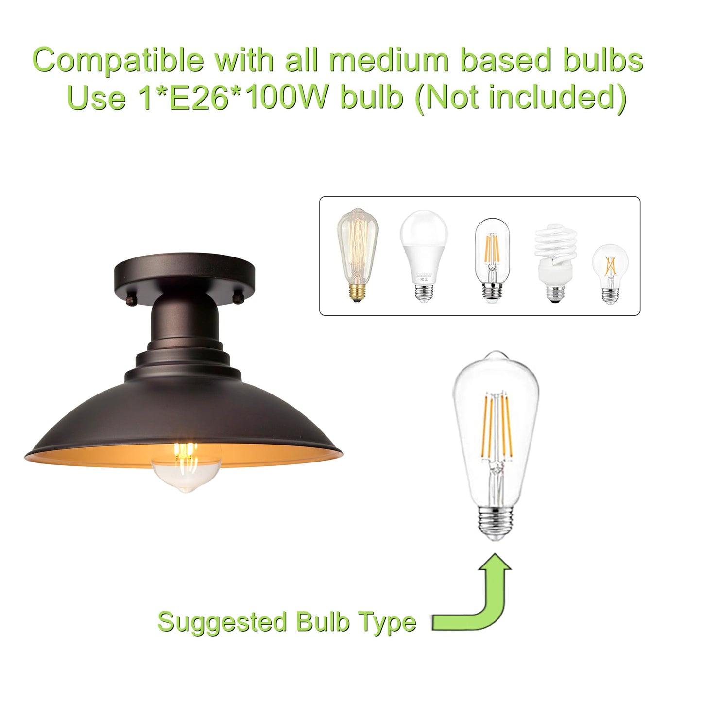 Goldhill Bronze Outdoor Semi Flush Mount Ceiling Light 2 Pack With Gold Farmhouse Close To Ceiling Lighting With E26 Based Socket For Hallway Foyer Kitchen Porch Bathroom