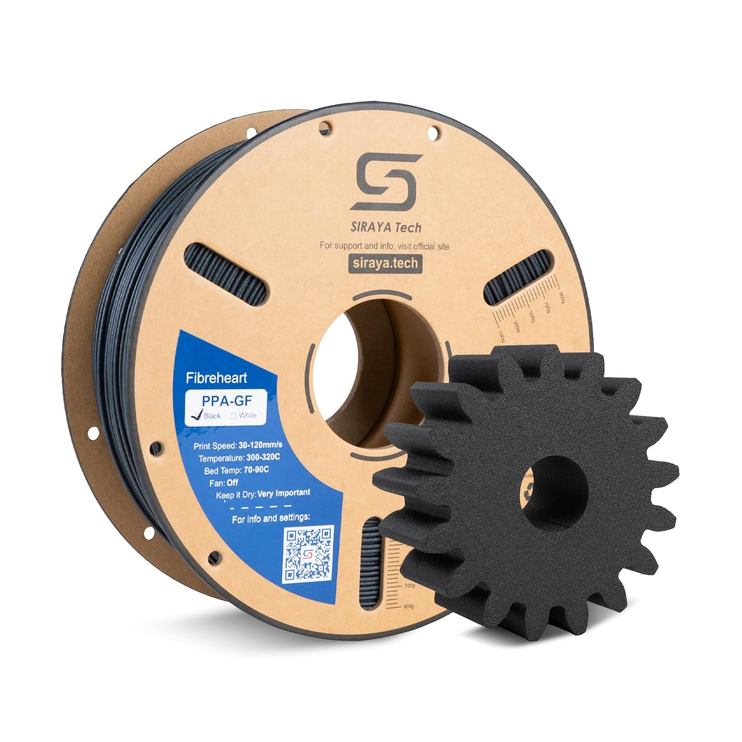 Siraya Tech Fibreheart PPA-GF 3D Printer Filament, 15% Glass Fiber Reinforced High Temperature Nylon, Extreme Strength & High-Te