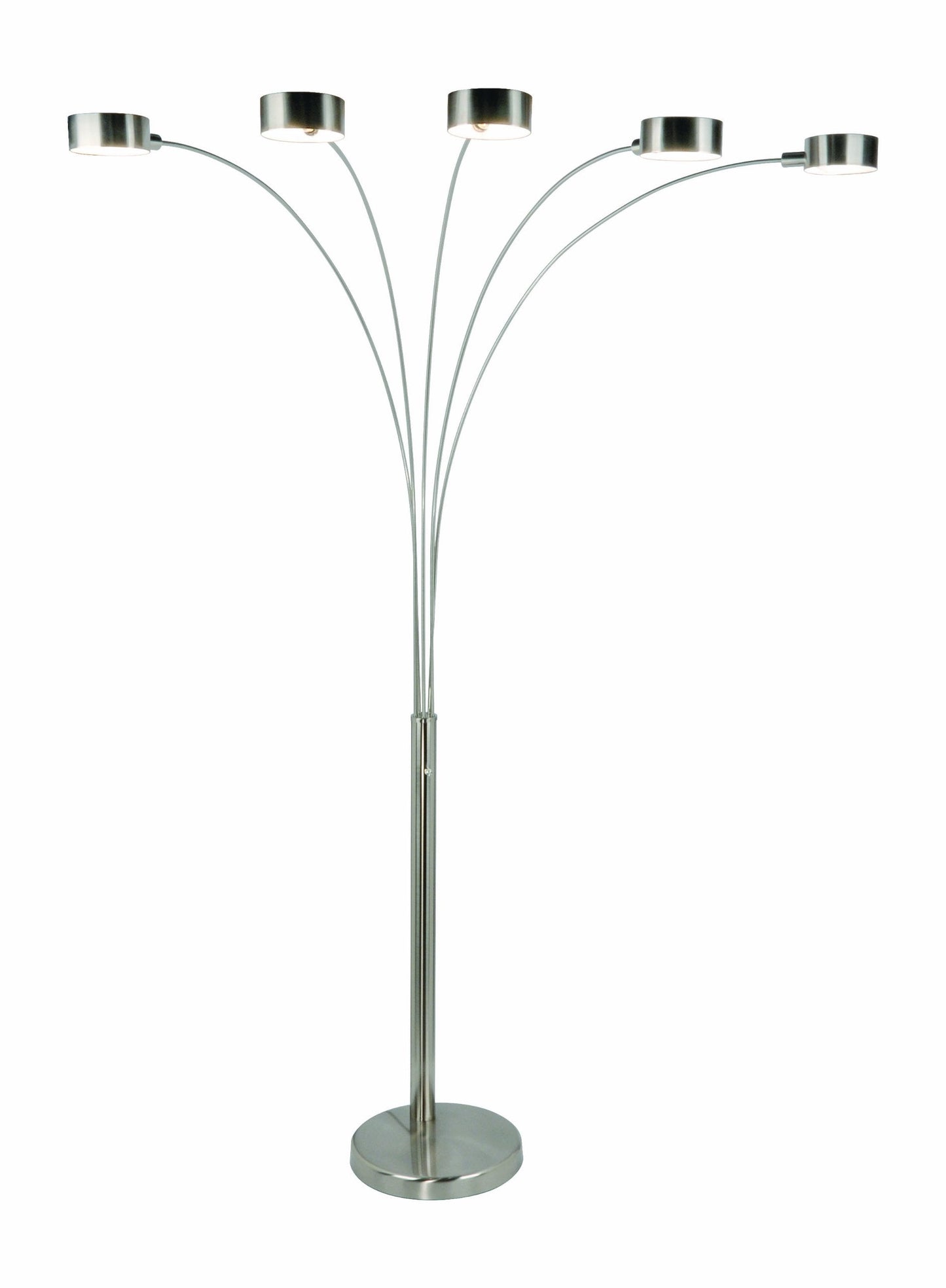 Artiva USA 5 Arc Floor Lamp with Dimmer Switch, Brushed Steel, 360 Degree Rotatable Shades, Model A207901SN
