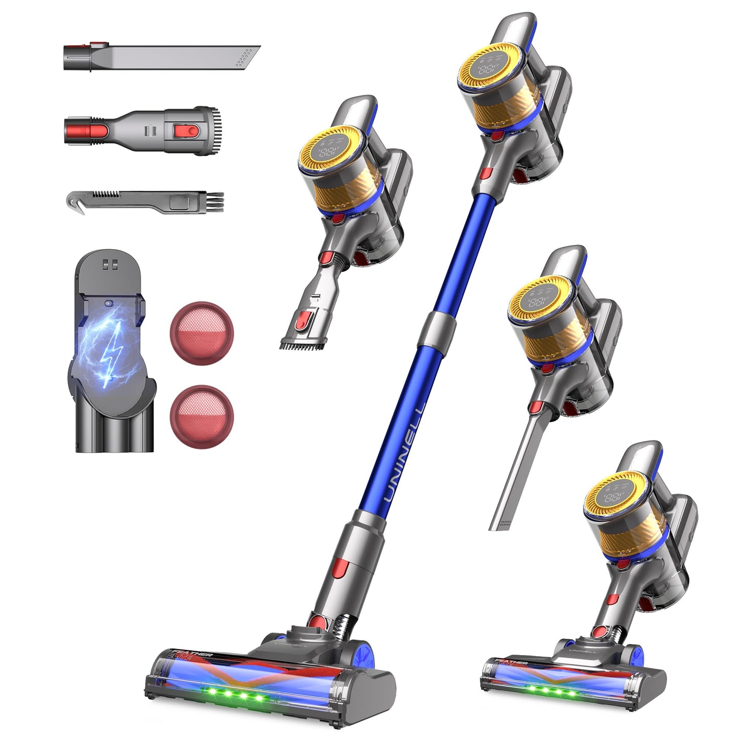 UNINELL HOME Cordless Vacuum Cleaner,45000Pa/450W Vacuum Cleaners for Home,60Mins Lightweight Stick Vacuum,Anti-Tangle & Wall Mo