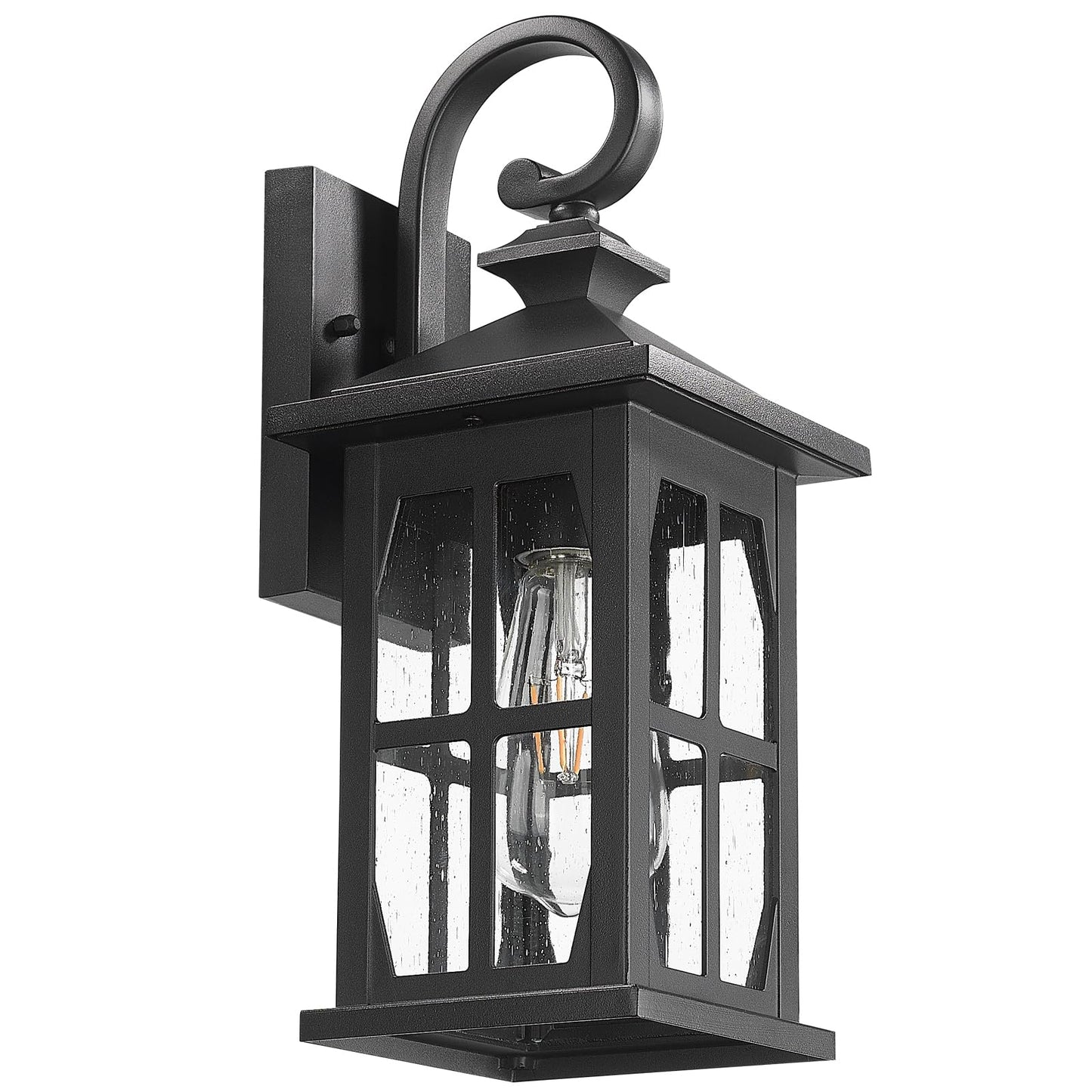 Darkaway Outdoor Light Fixtures Wall Mount Outdoor Wall Lights Exterior Lighting Fixtures Waterproof Black Outside Wall Sconce With Seeded Glass For House Porch Hallway Garage Front Door