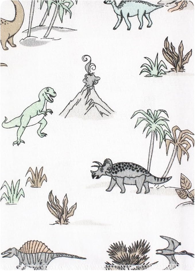 Luvable Friends Hudson Baby Flannel Burp Cloths 12pk, Gray Dinosaur Journey