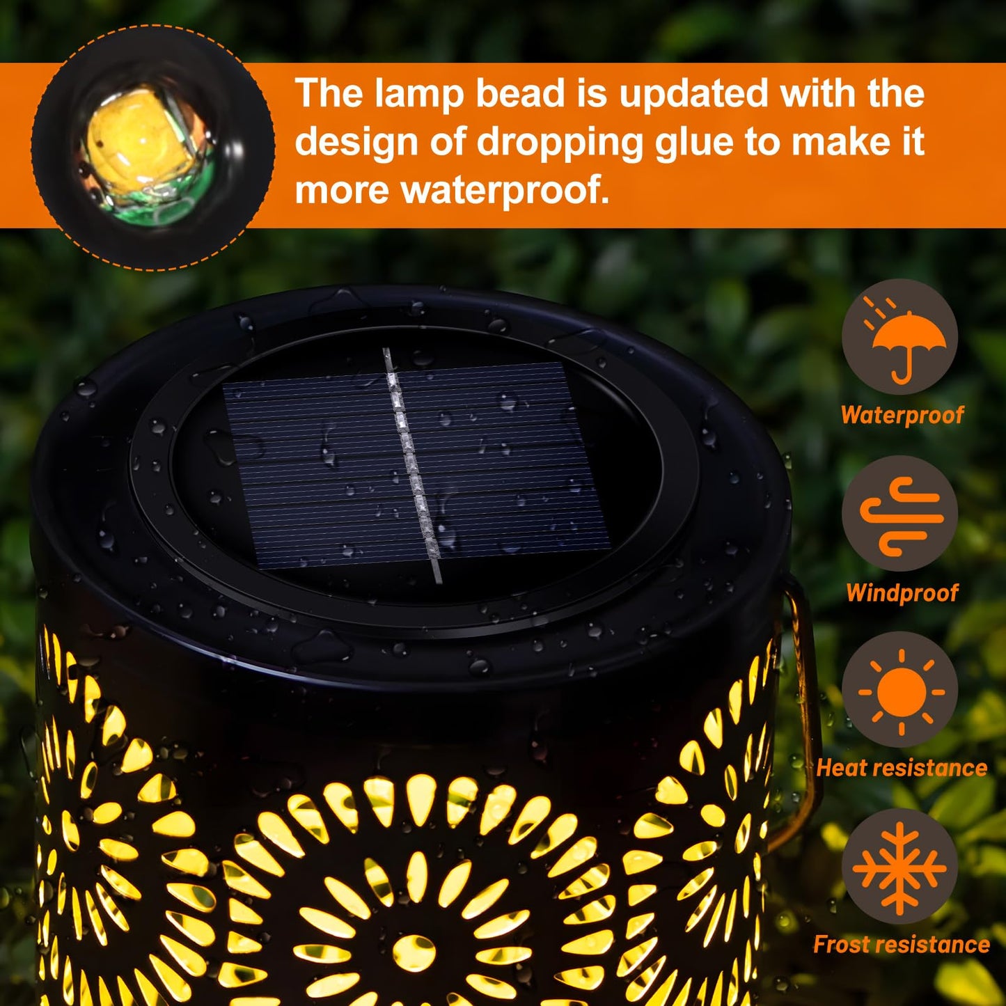 HELESIN Solar Light Parts, 2 Pack Waterproof Inserts, 3.35in Deep Warmwhite Plastic for Lanterns